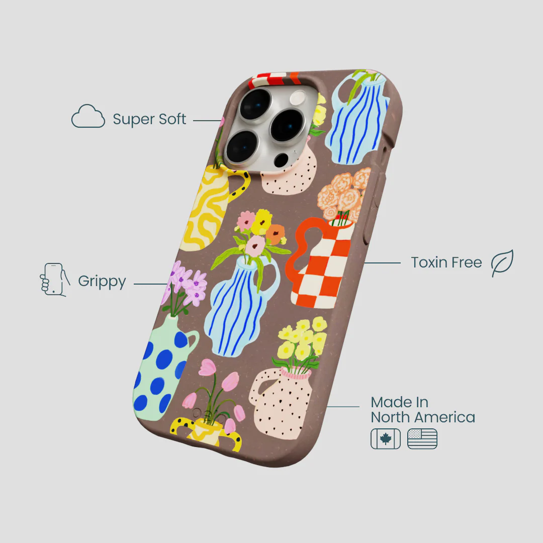 Chocolate Brown Bloom Ceramics iPhone 15 Pro Case - Image 4