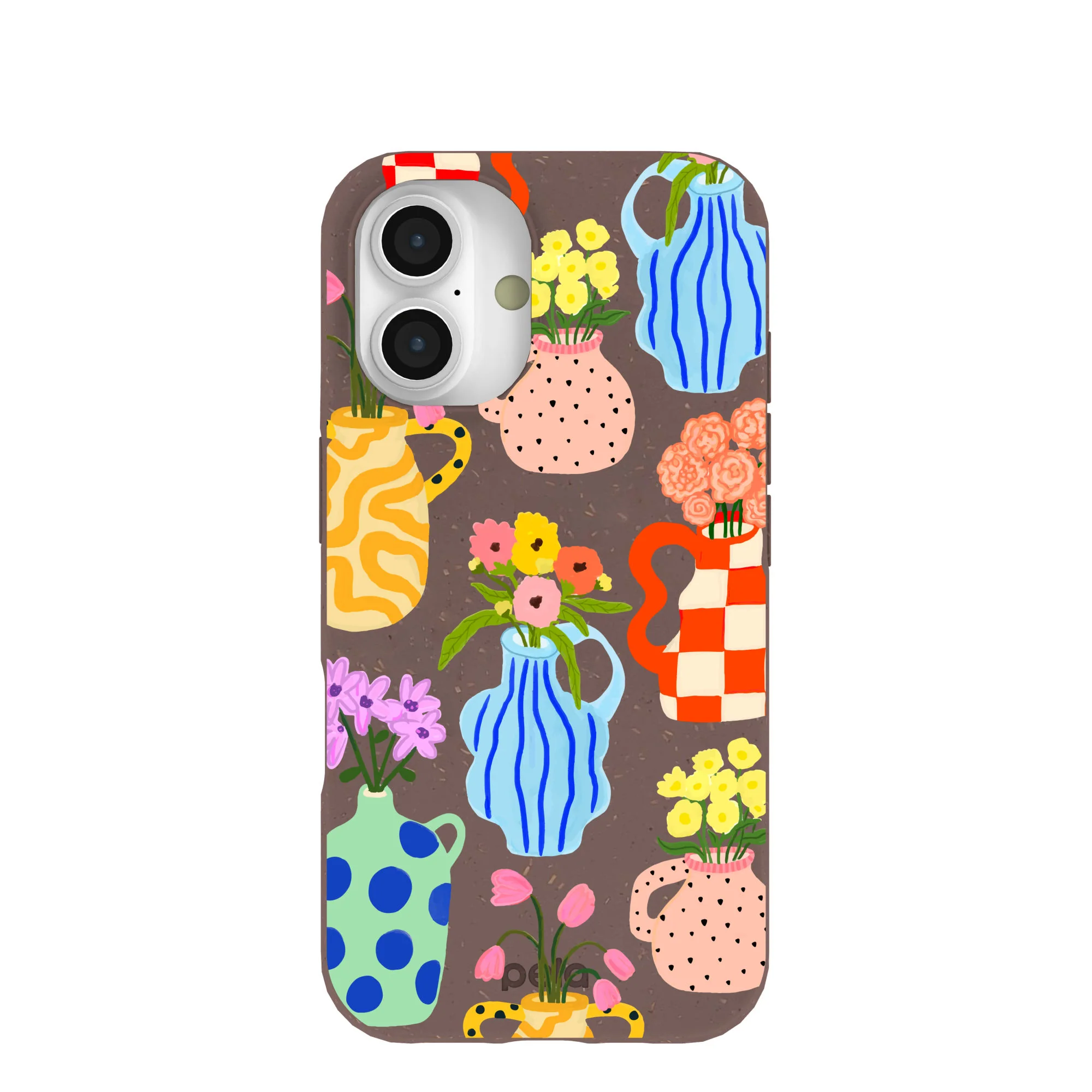 Chocolate Brown Bloom Ceramics iPhone 16 Case