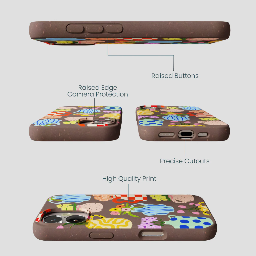 Chocolate Brown Bloom Ceramics iPhone 16 Case - Image 3