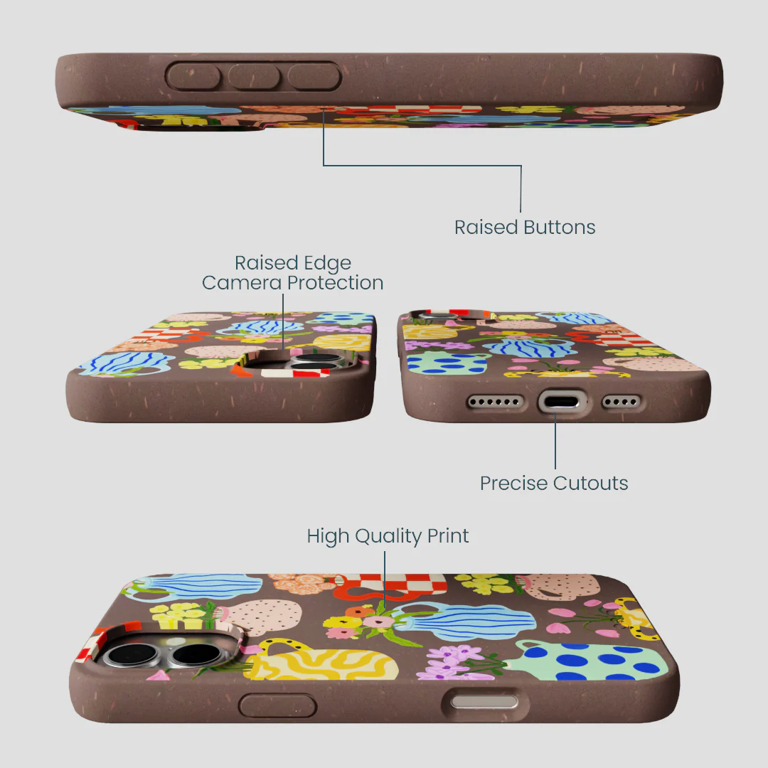 Chocolate Brown Bloom Ceramics iPhone 16 Plus Case - Image 3