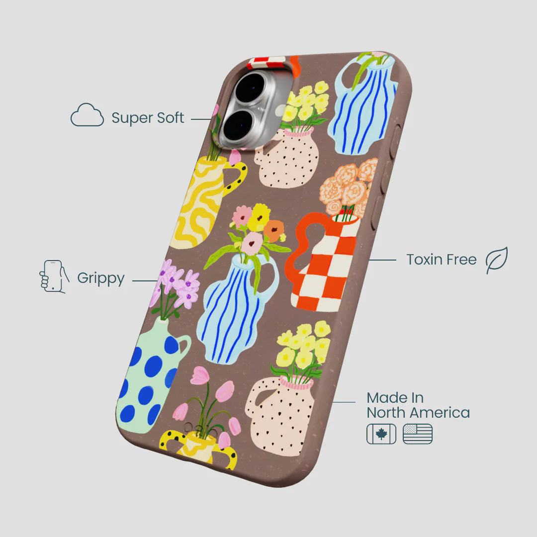 Chocolate Brown Bloom Ceramics iPhone 16 Plus Case - Image 4