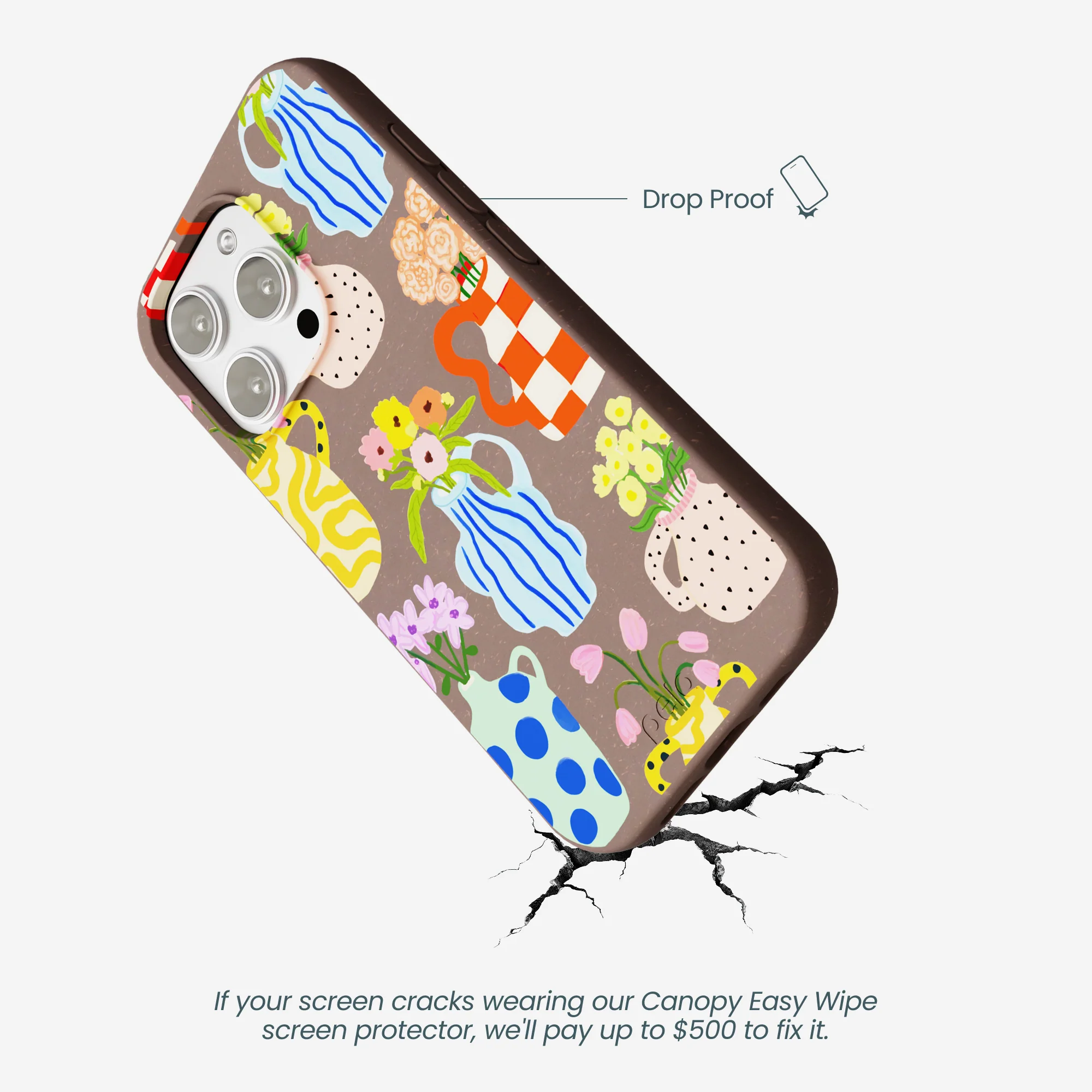 Chocolate Brown Bloom Ceramics iPhone 16 Pro Max Case - Image 5