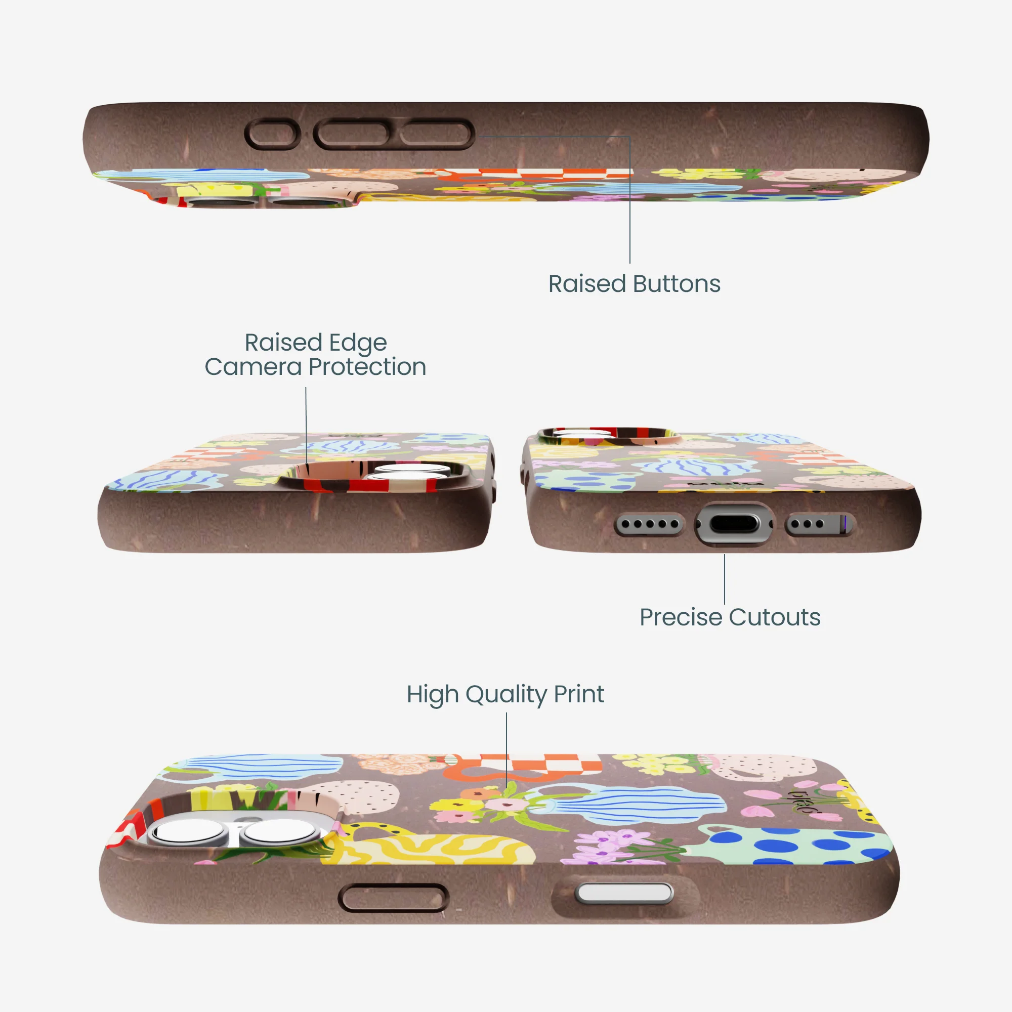 Chocolate Brown Bloom Ceramics iPhone 17 Case - Image 3