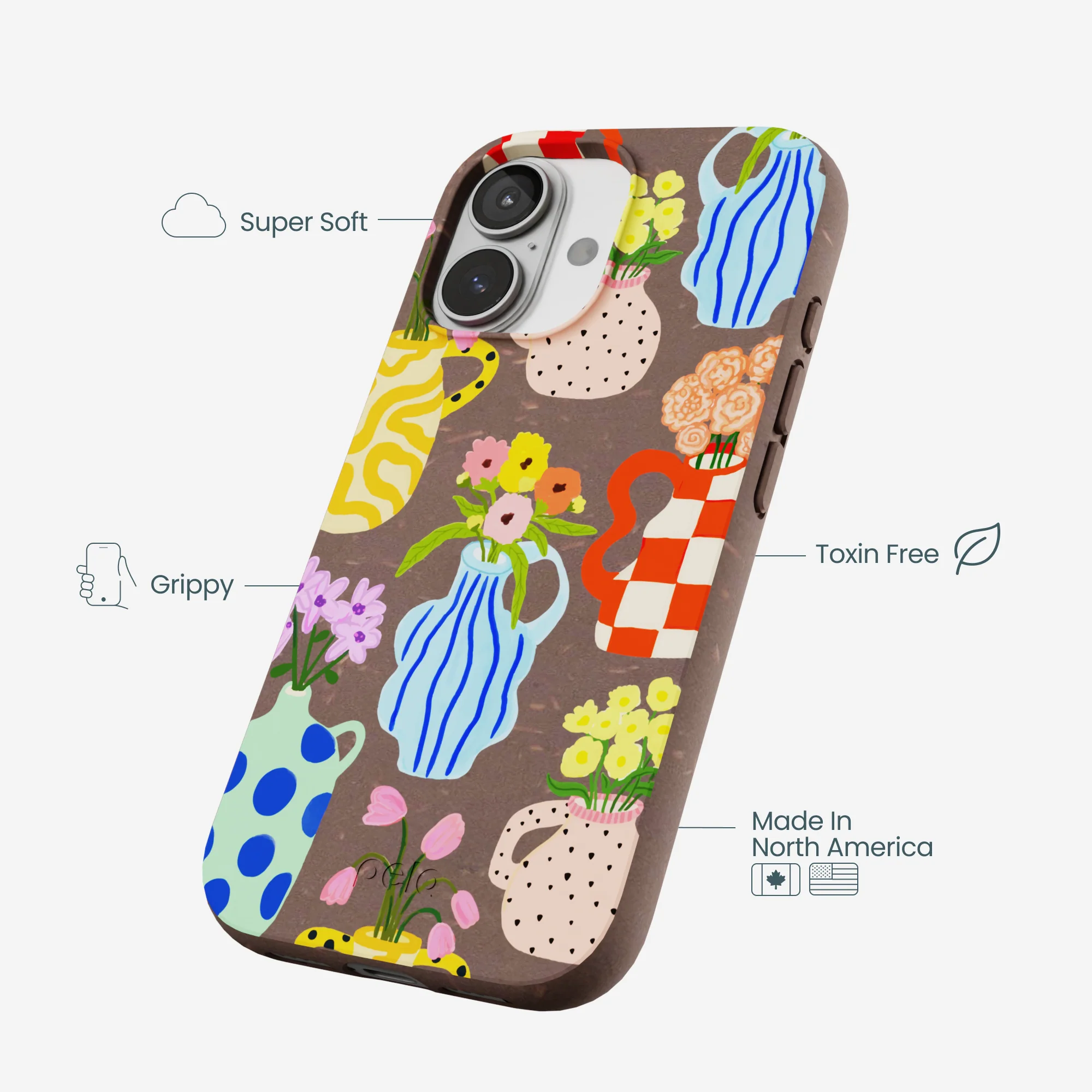 Chocolate Brown Bloom Ceramics iPhone 17 Case - Image 4