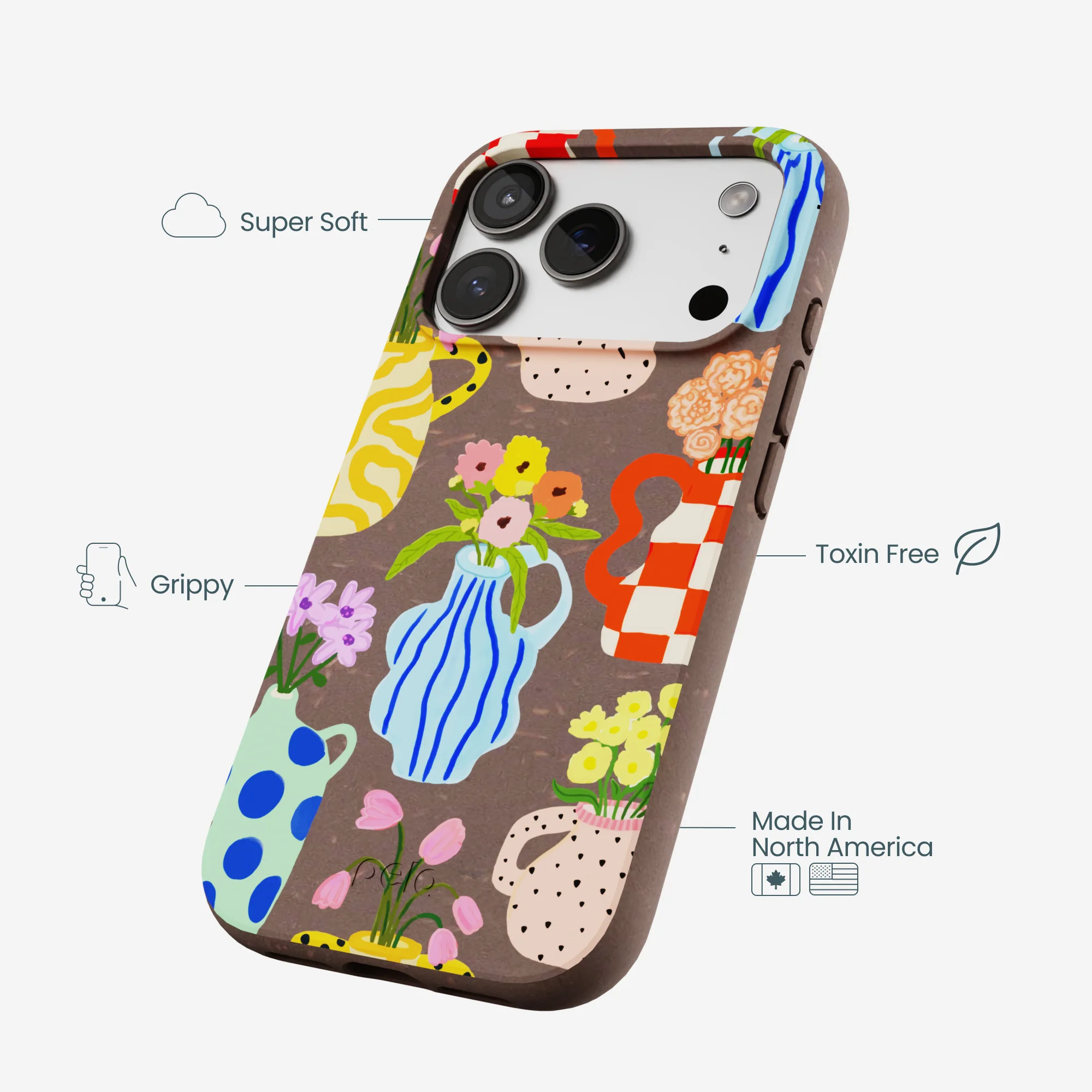 Chocolate Brown Bloom Ceramics iPhone 17 Pro Case - Image 4