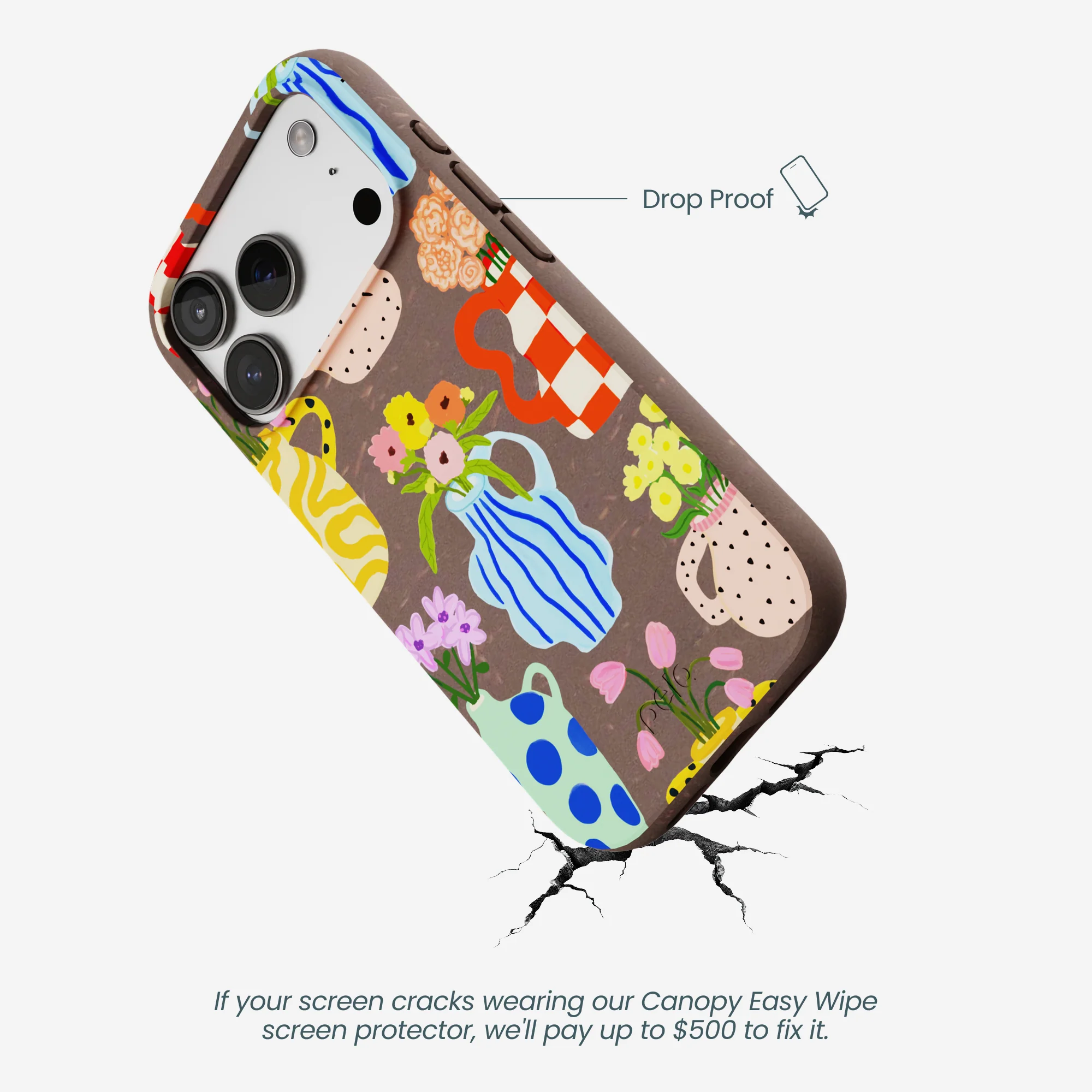 Chocolate Brown Bloom Ceramics iPhone 17 Pro Case - Image 5