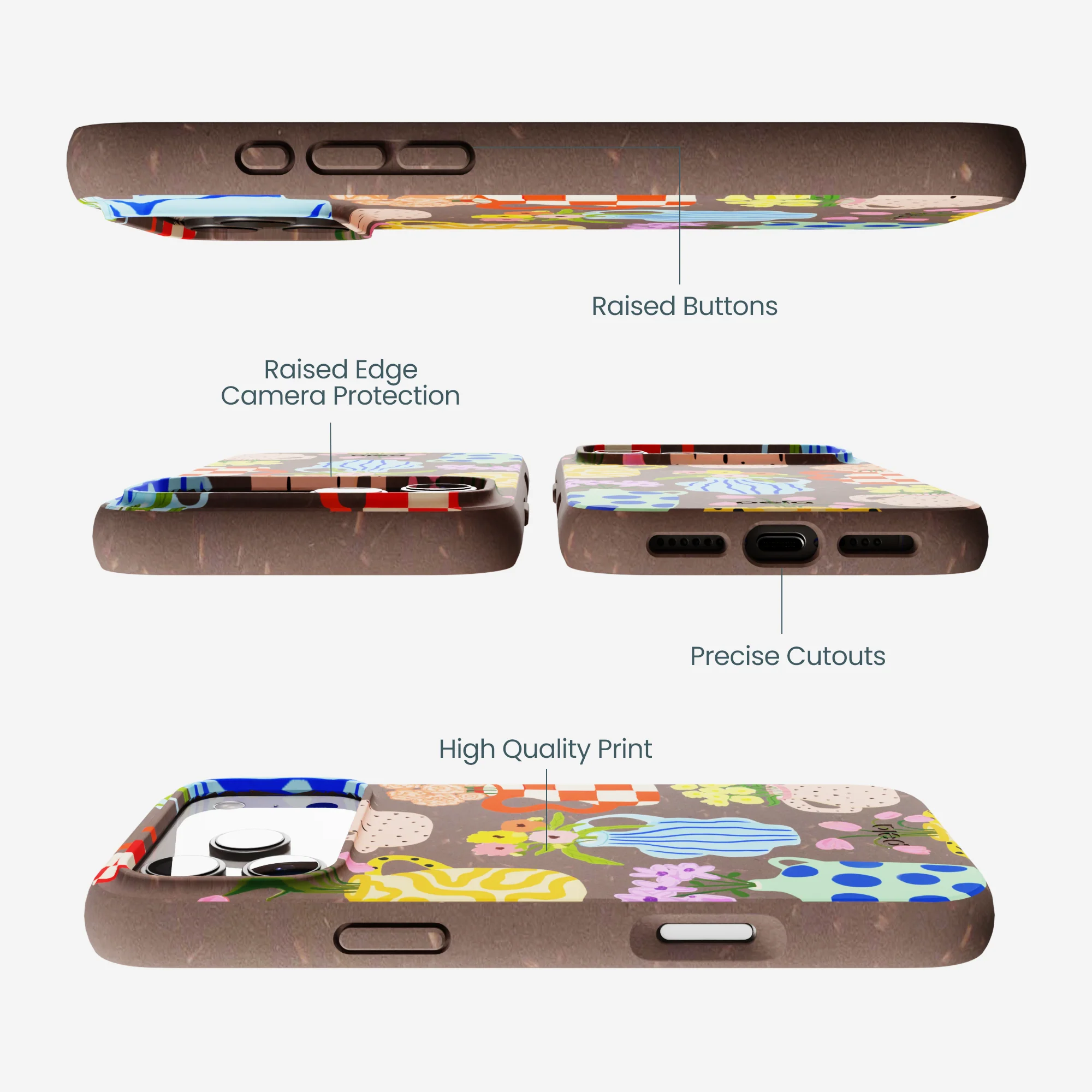Chocolate Brown Bloom Ceramics iPhone 17 Pro Max Case - Image 3