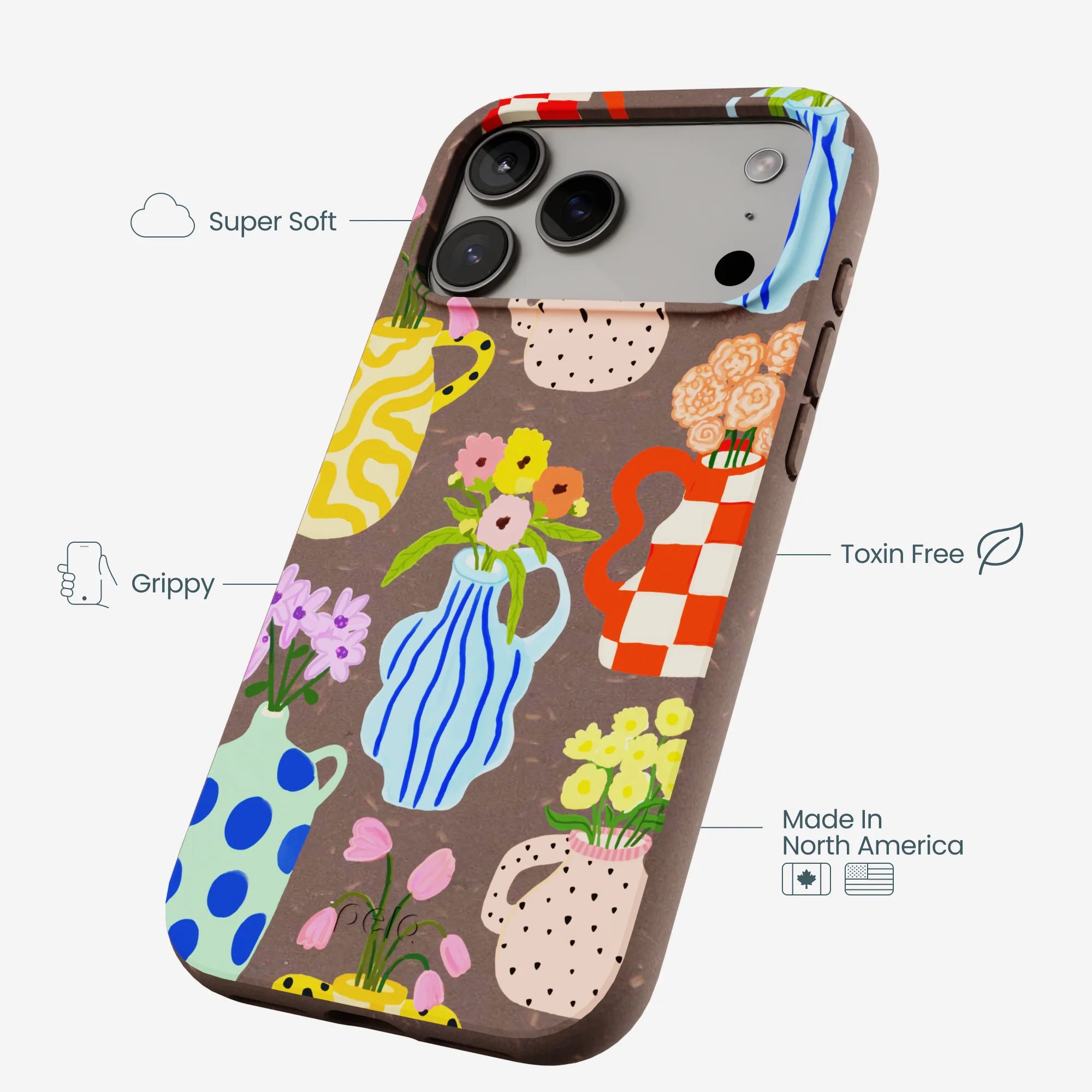 Chocolate Brown Bloom Ceramics iPhone 17 Pro Max Case - Image 4