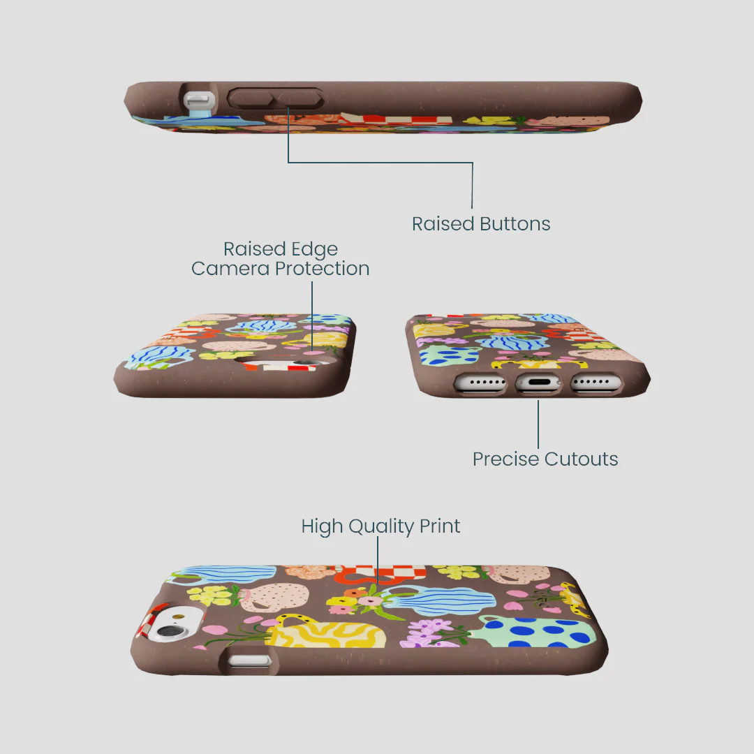 Chocolate Brown Bloom Ceramics iPhone 6/6s/7/8/SE Case - Image 3