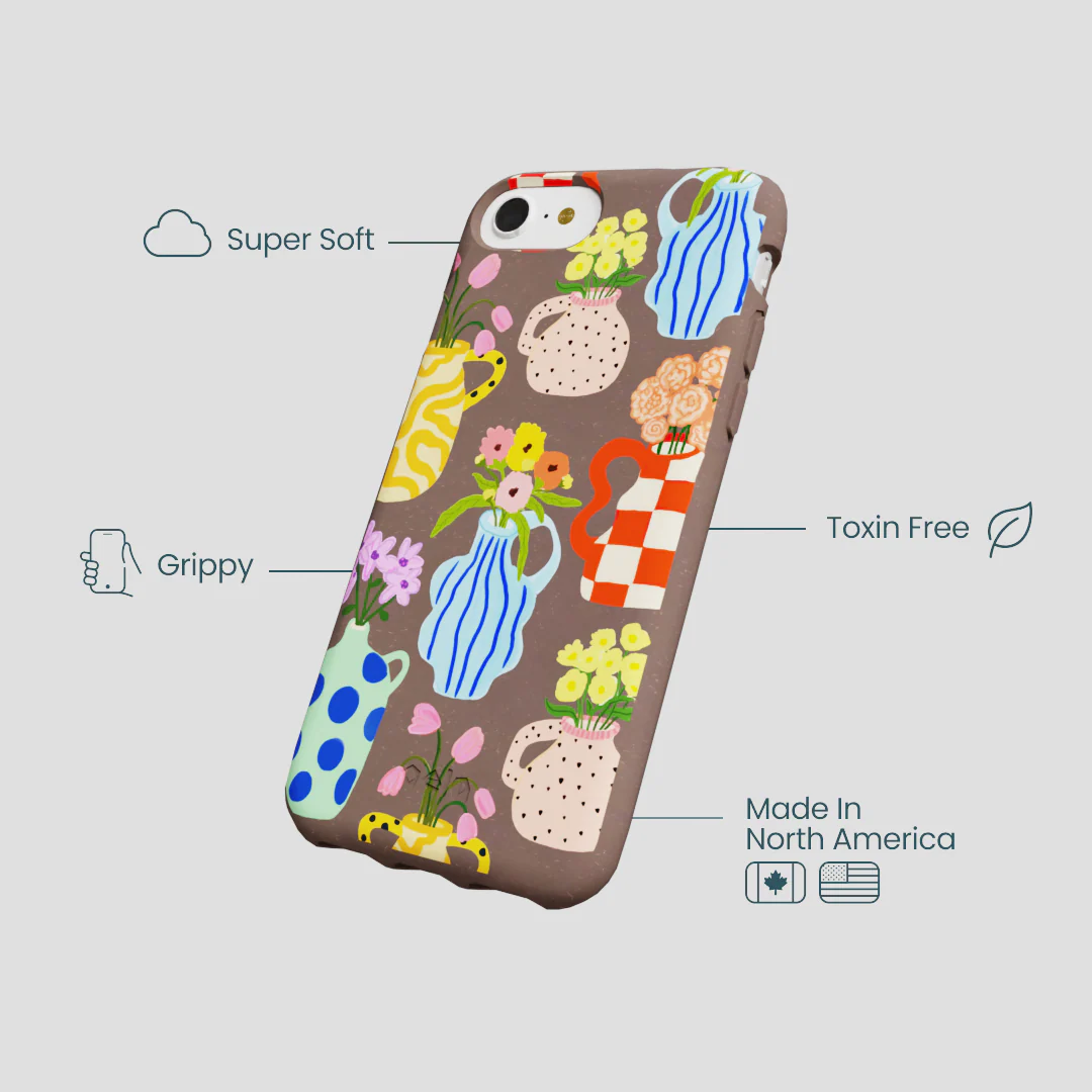 Chocolate Brown Bloom Ceramics iPhone 6/6s/7/8/SE Case - Image 4
