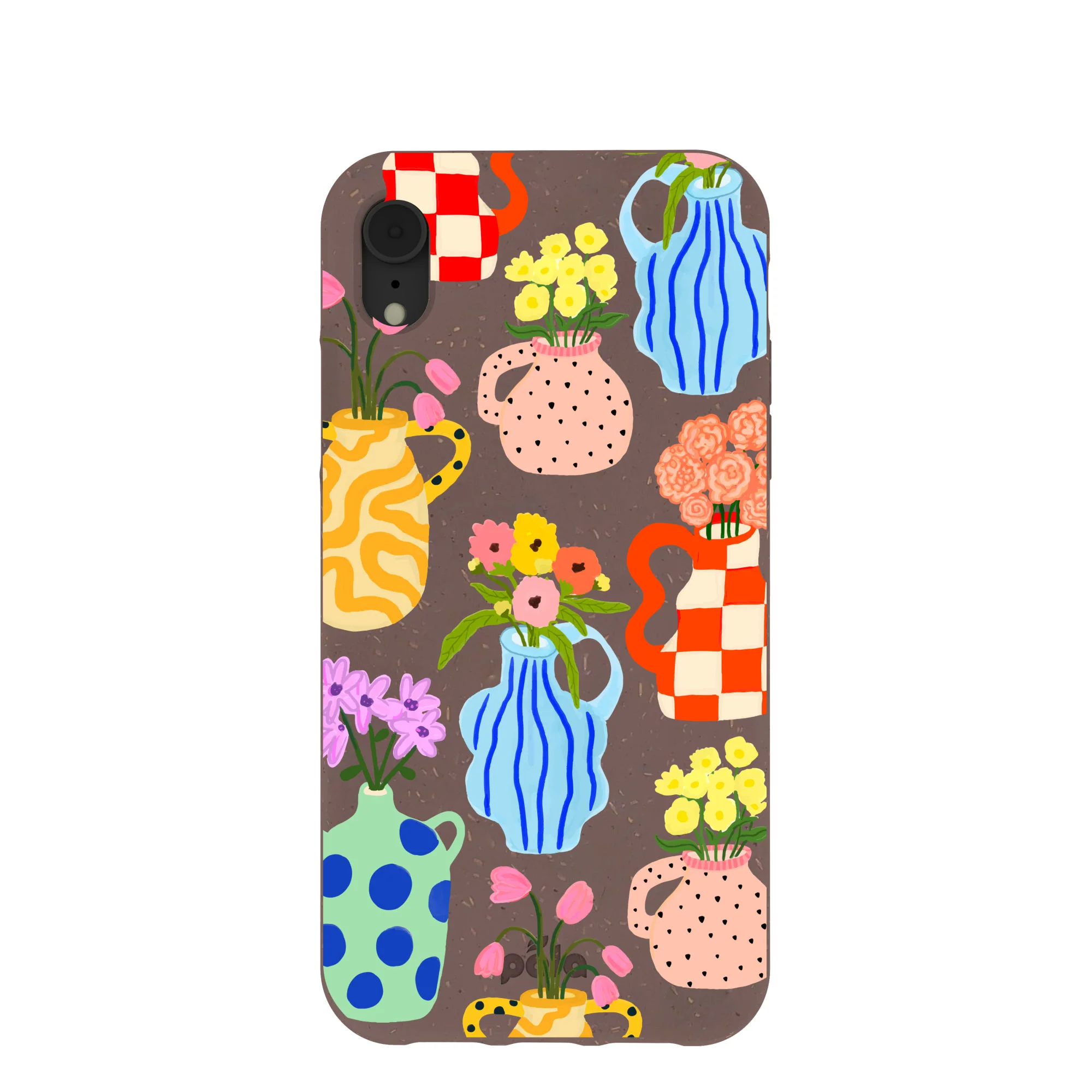 Chocolate Brown Bloom Ceramics iPhone XR Case