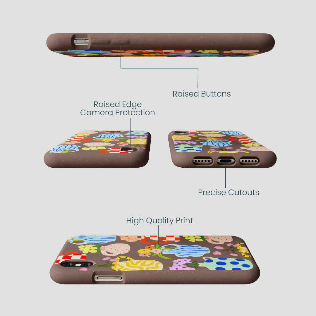 Chocolate Brown Bloom Ceramics iPhone XR Case - Image 3