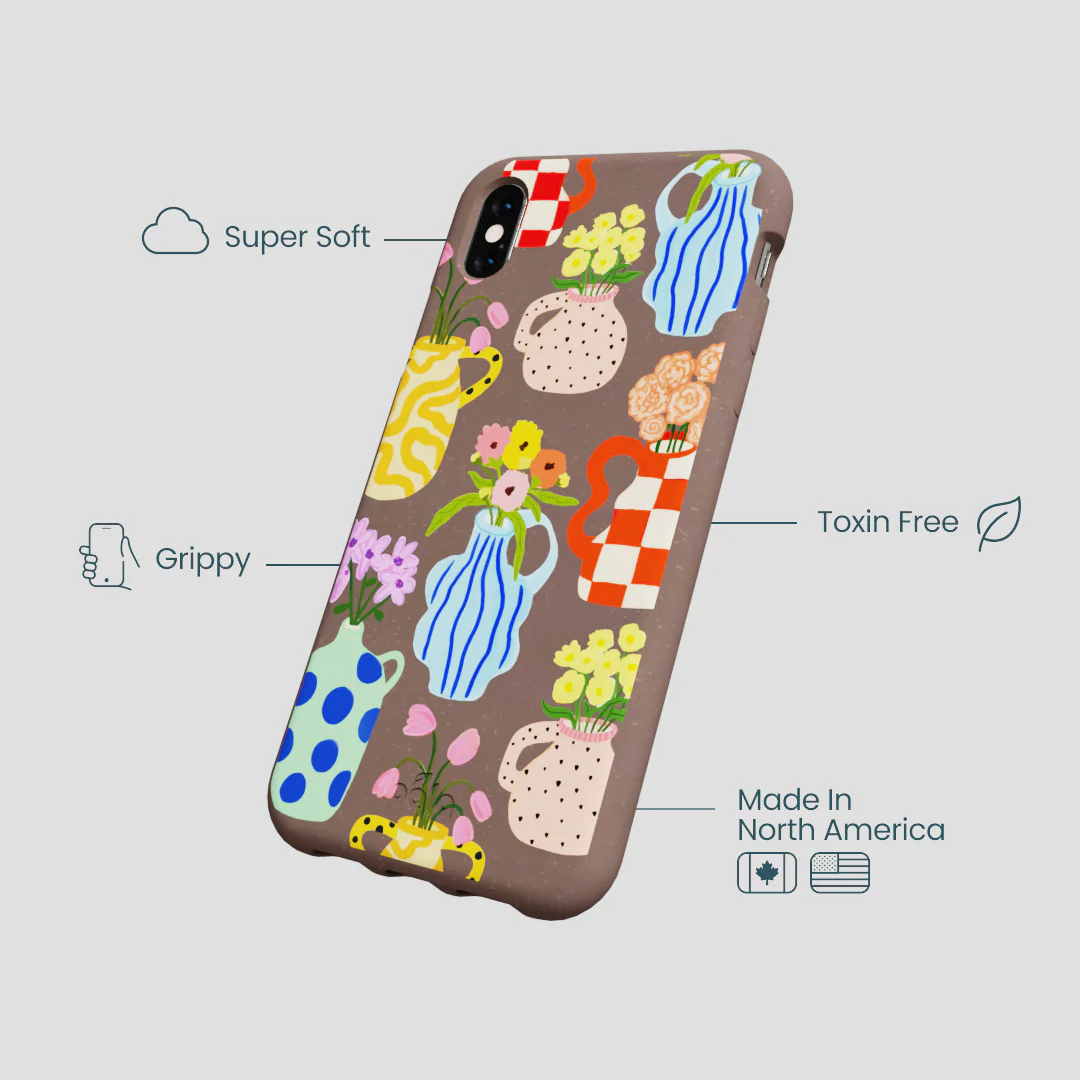 Chocolate Brown Bloom Ceramics iPhone XR Case - Image 4
