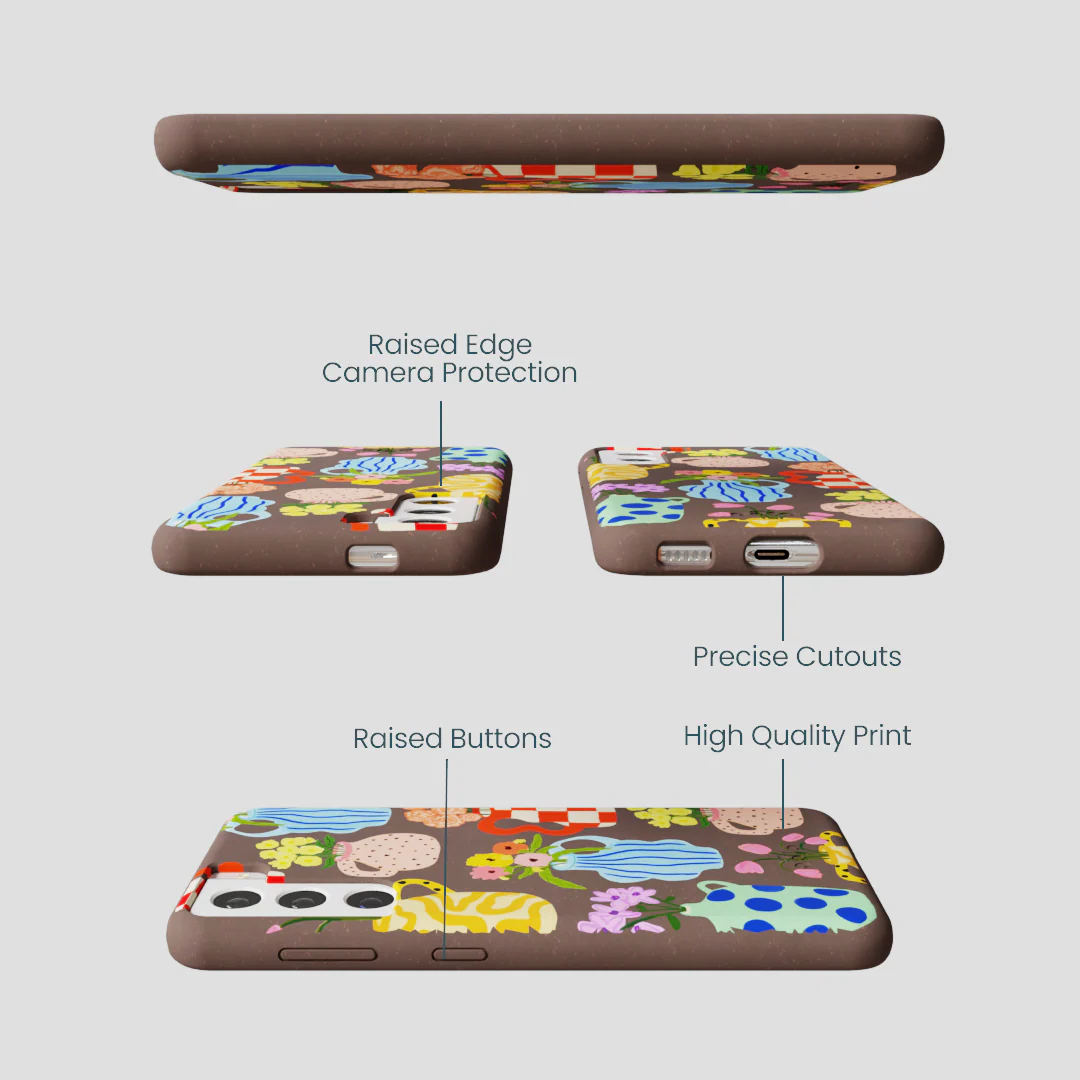 Chocolate Brown Bloom Ceramics Samsung Galaxy S21 Case - Image 2