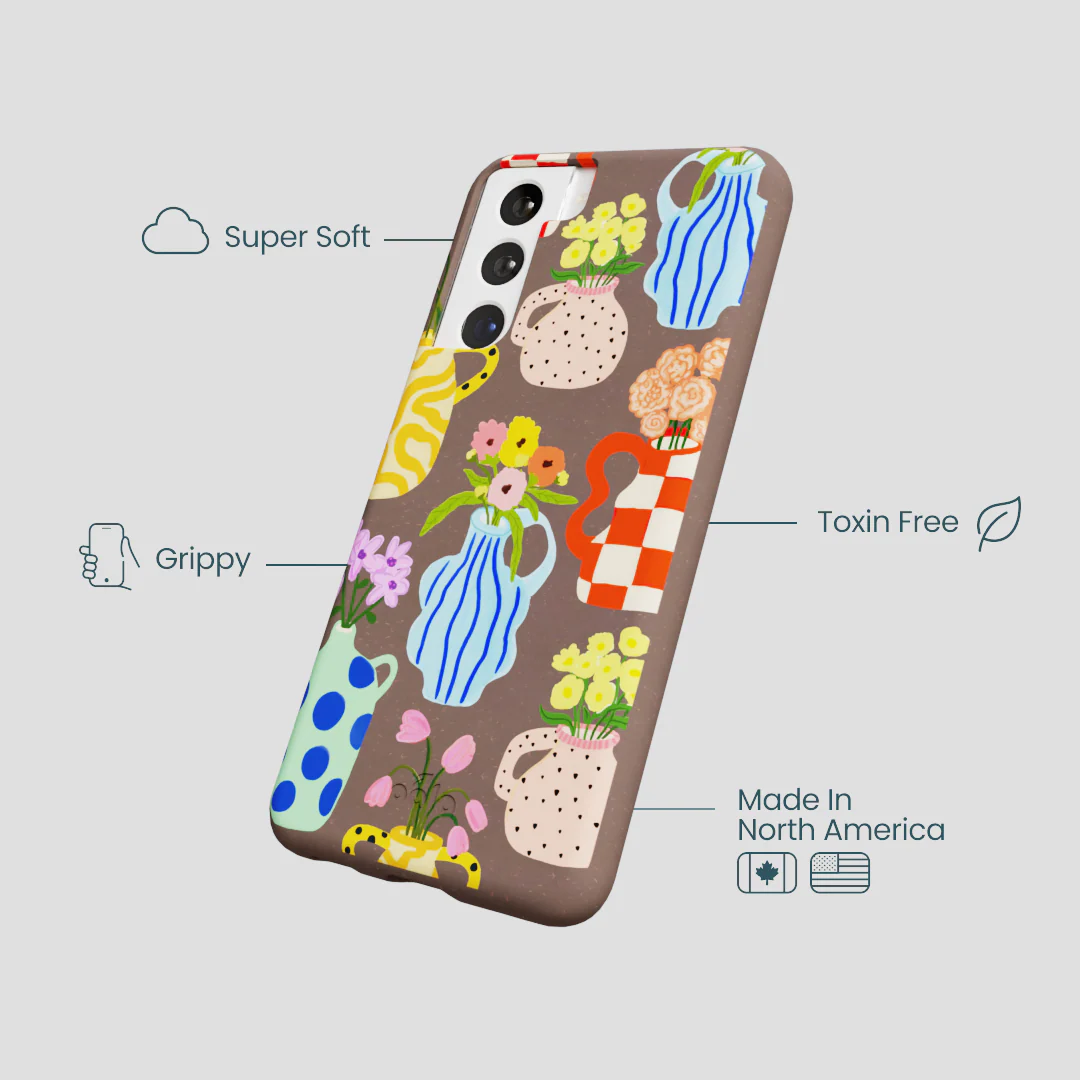 Chocolate Brown Bloom Ceramics Samsung Galaxy S21 Case - Image 3