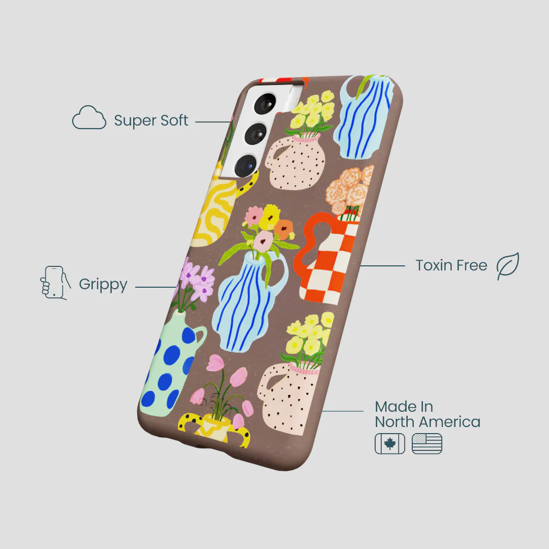 Chocolate Brown Bloom Ceramics Samsung Galaxy S22 Case - Image 3