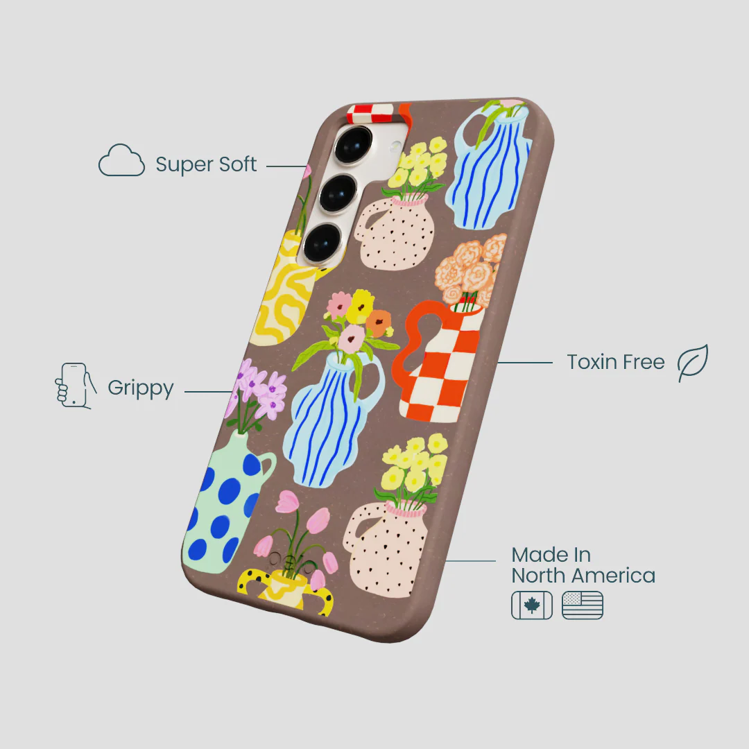 Chocolate Brown Bloom Ceramics Samsung Galaxy S23 Case - Image 3
