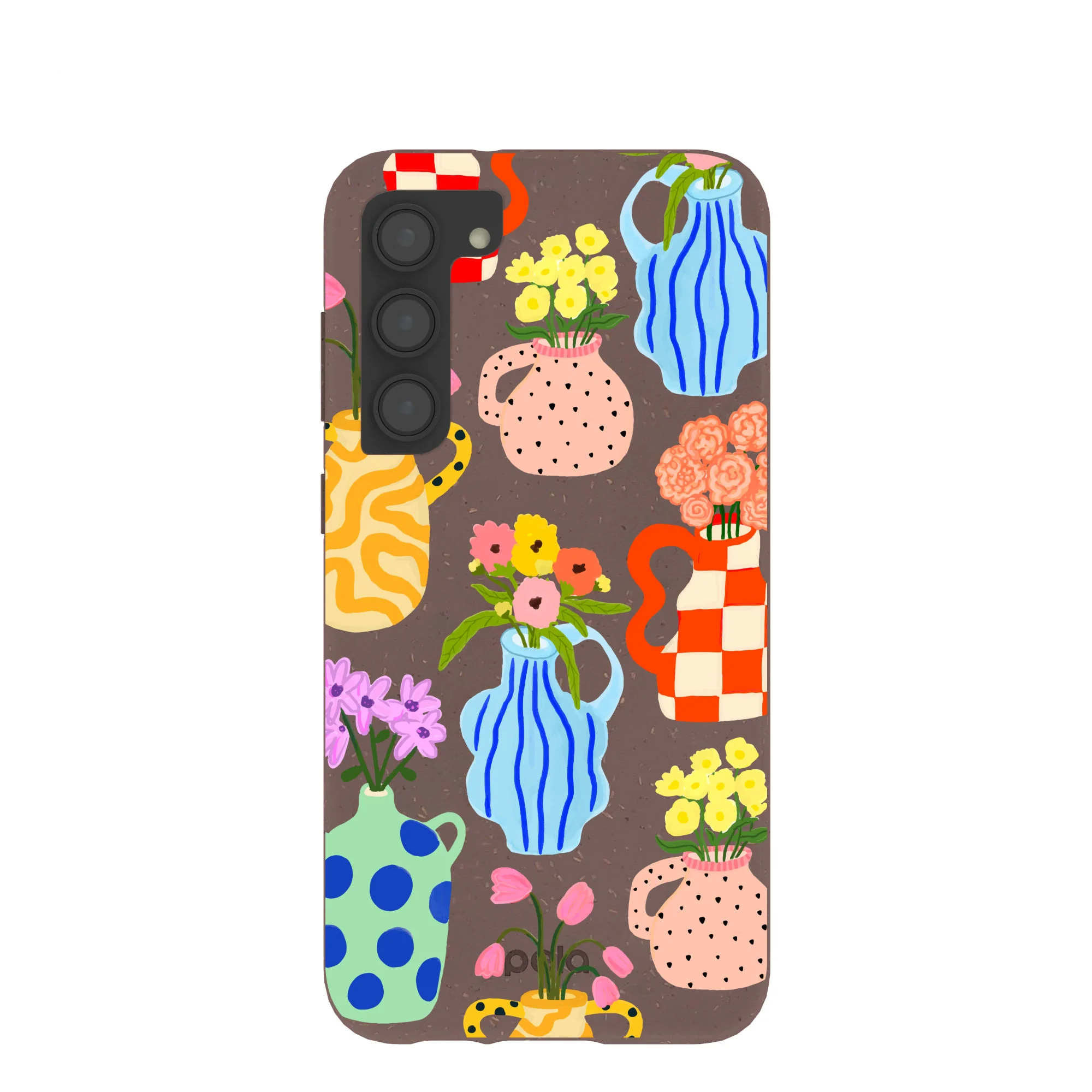 Chocolate Brown Bloom Ceramics Samsung Galaxy S23+(Plus) Case