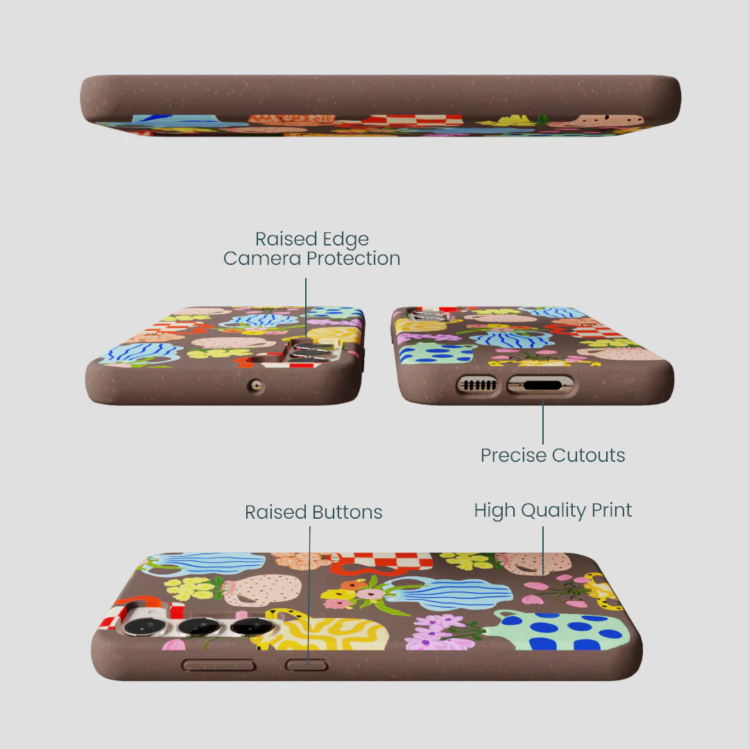 Chocolate Brown Bloom Ceramics Samsung Galaxy S23+(Plus) Case - Image 2