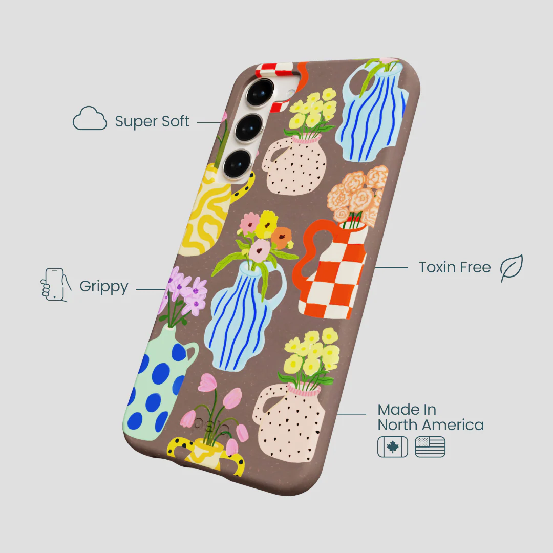 Chocolate Brown Bloom Ceramics Samsung Galaxy S23+(Plus) Case - Image 3