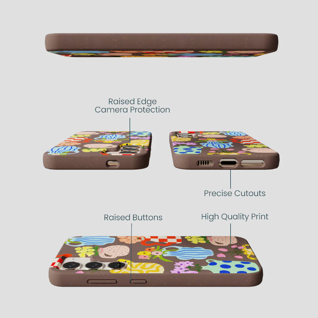 Chocolate Brown Bloom Ceramics Samsung Galaxy S24 Case - Image 2