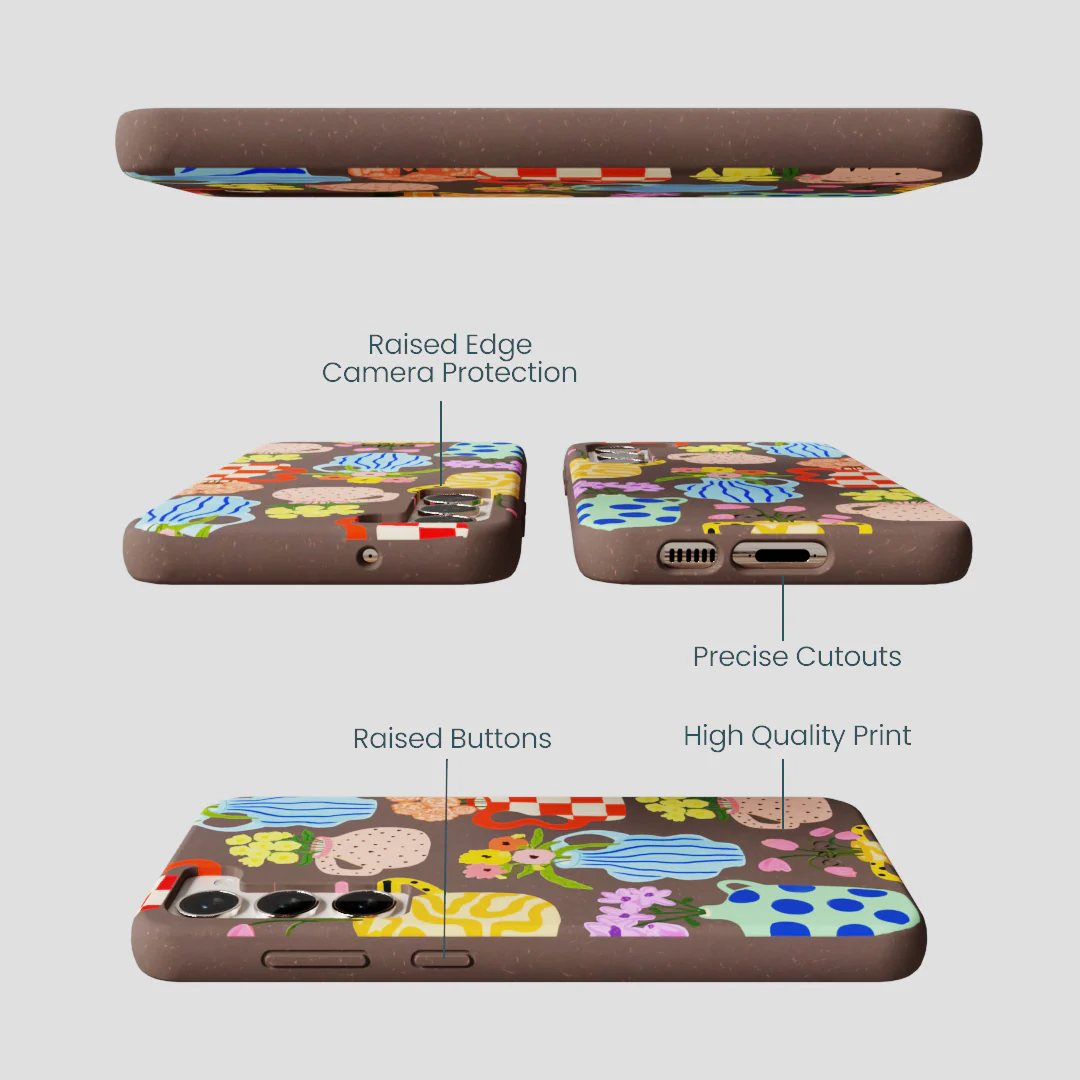 Chocolate Brown Bloom Ceramics Samsung Galaxy S24+(Plus) Case - Image 2