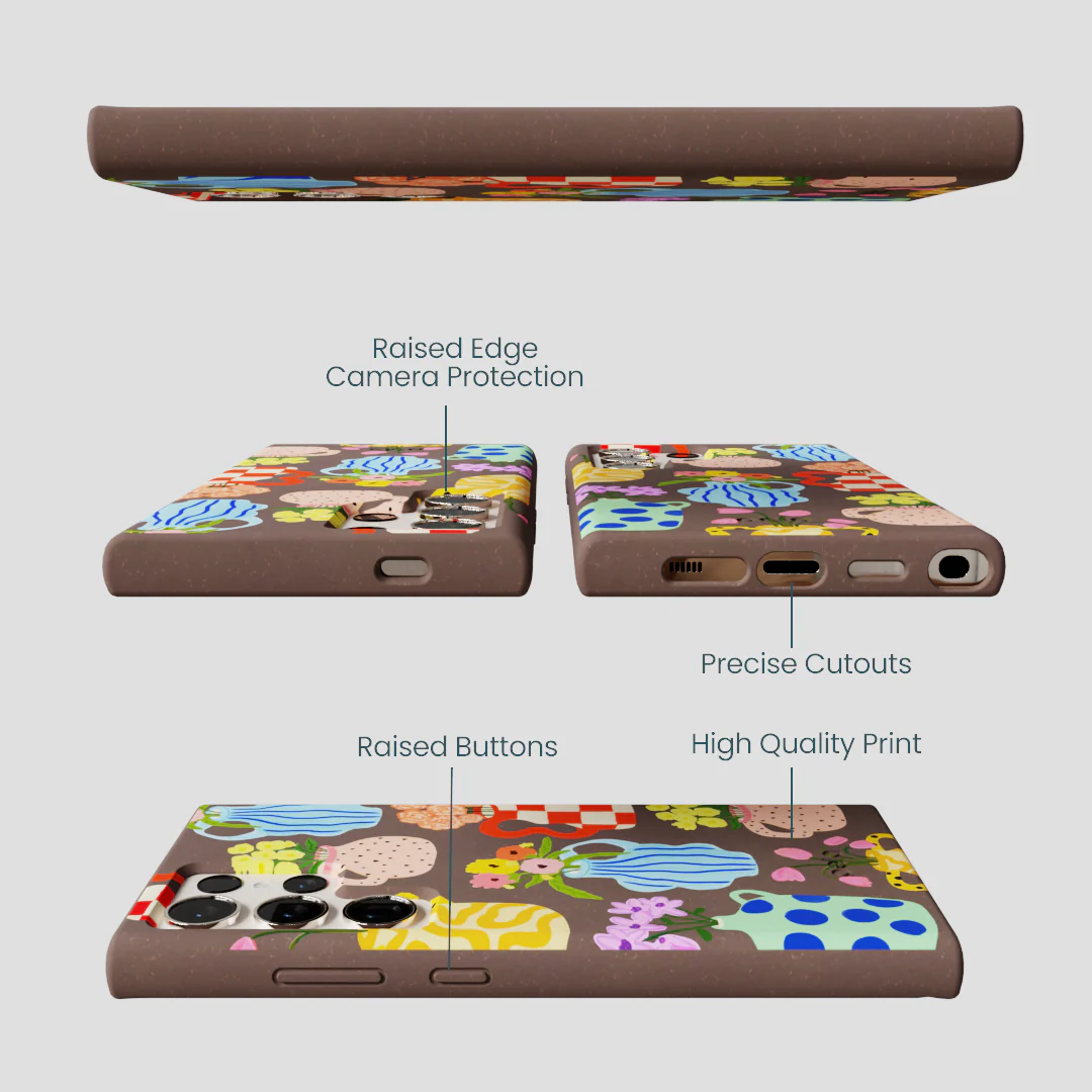 Chocolate Brown Bloom Ceramics Samsung Galaxy S24 Ultra Case - Image 2