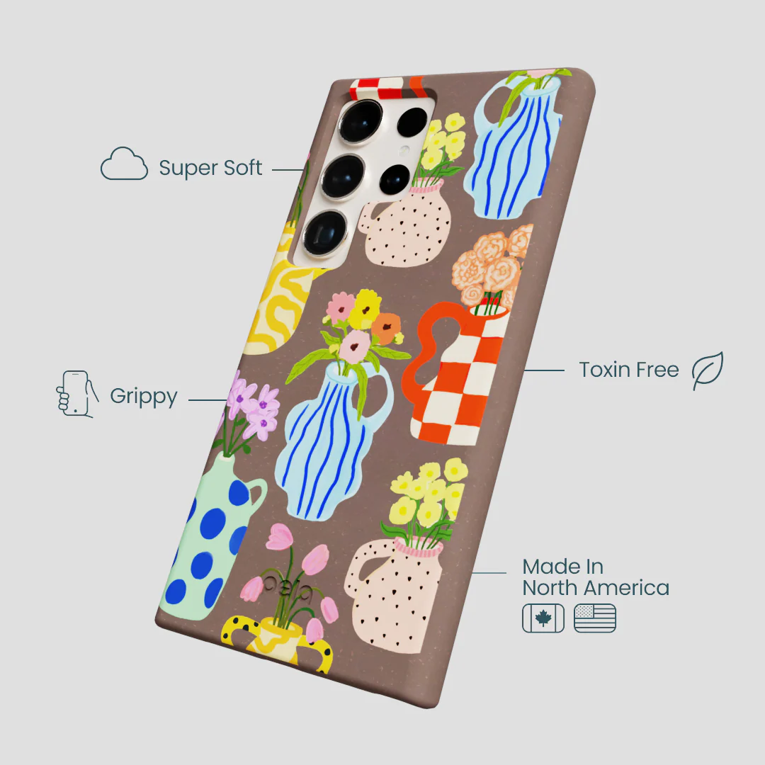 Chocolate Brown Bloom Ceramics Samsung Galaxy S24 Ultra Case - Image 3