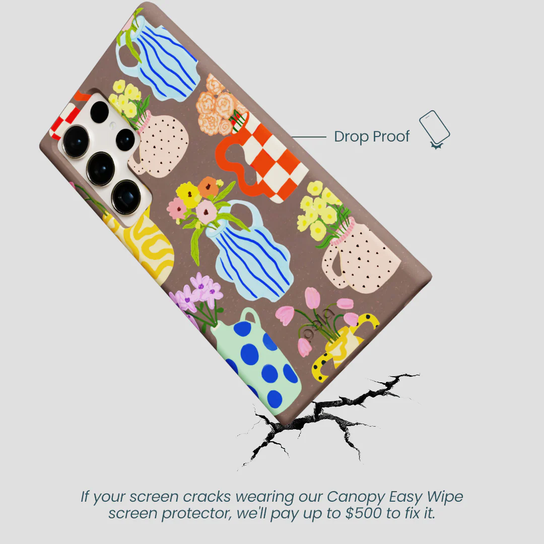 Chocolate Brown Bloom Ceramics Samsung Galaxy S24 Ultra Case - Image 4