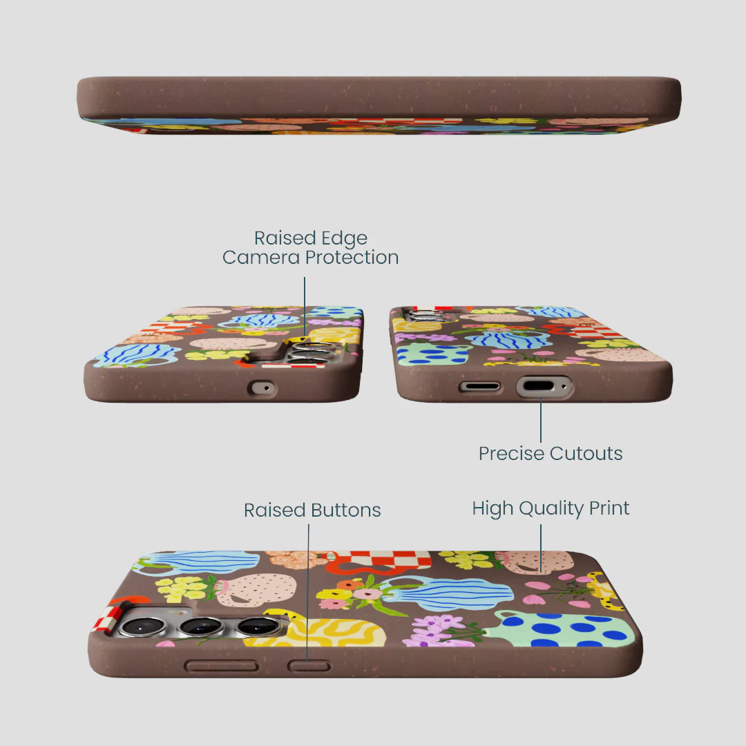Chocolate Brown Bloom Ceramics Samsung Galaxy S25+(Plus) Case - Image 2