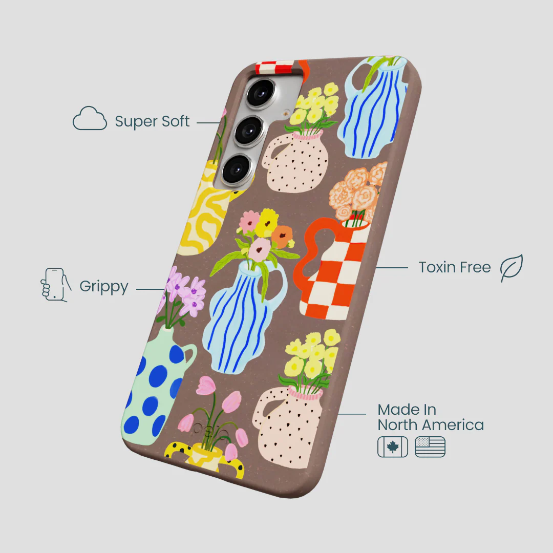 Chocolate Brown Bloom Ceramics Samsung Galaxy S25+(Plus) Case - Image 3