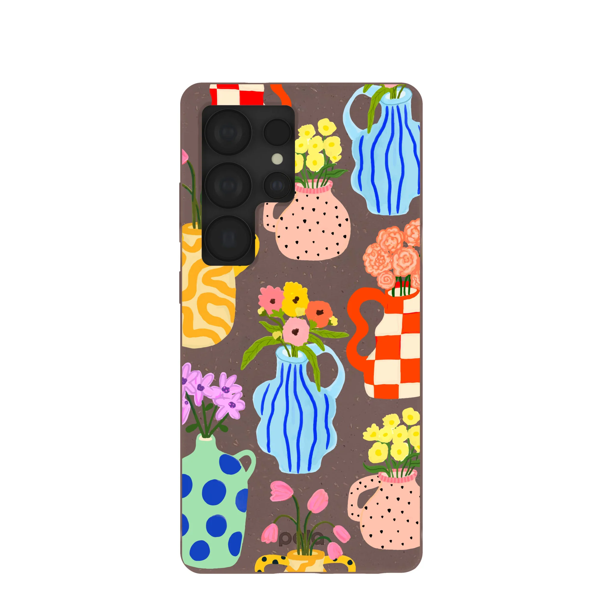 Chocolate Brown Bloom Ceramics Samsung Galaxy S25 Ultra Case
