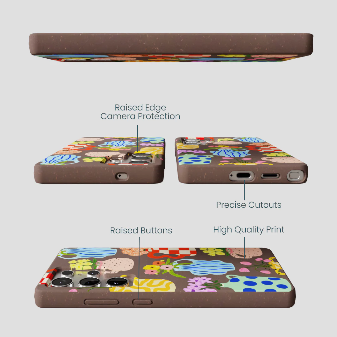 Chocolate Brown Bloom Ceramics Samsung Galaxy S25 Ultra Case - Image 2
