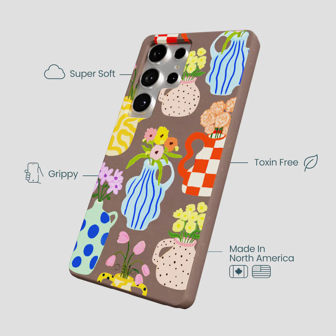 Chocolate Brown Bloom Ceramics Samsung Galaxy S25 Ultra Case - Image 3