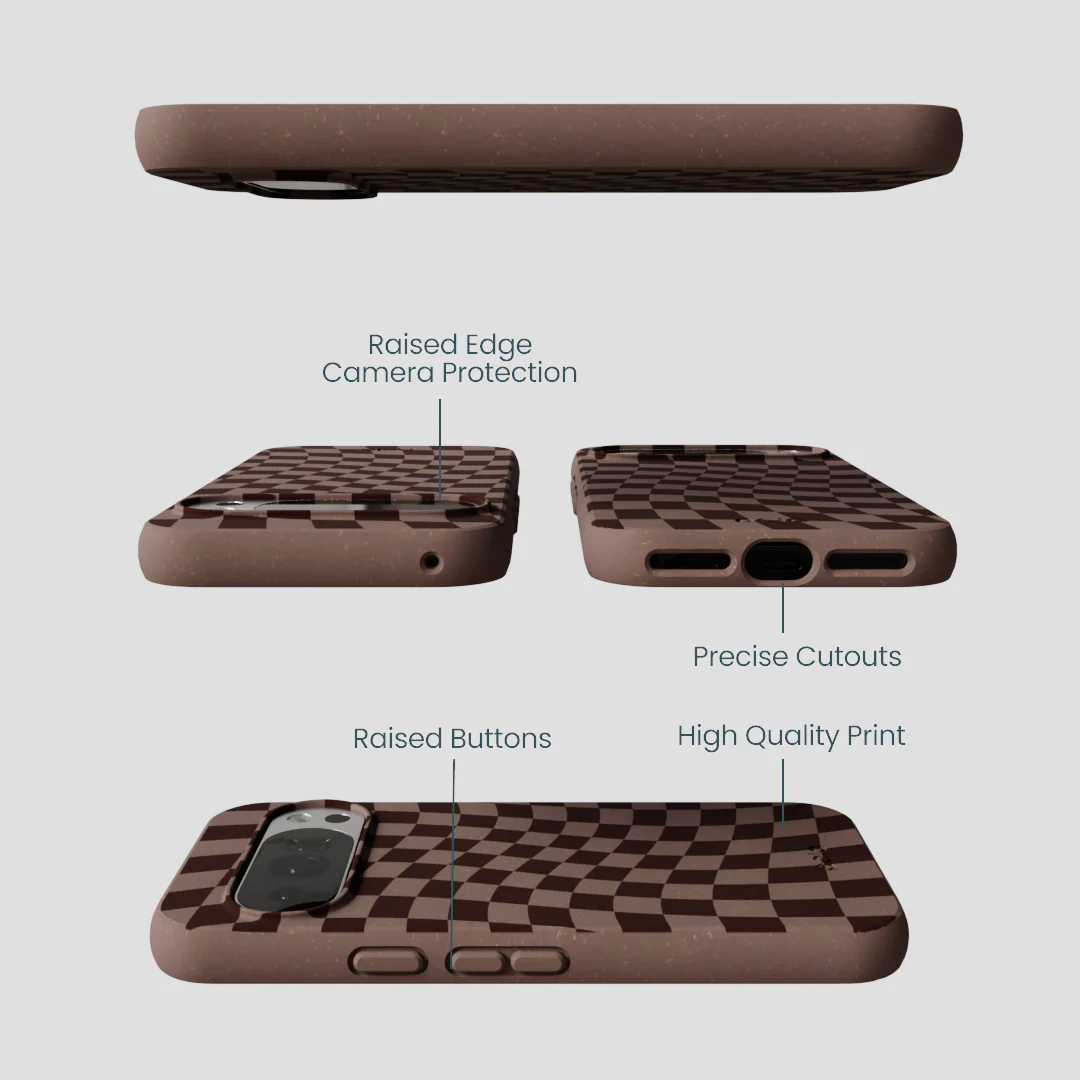 Chocolate Brown Cafe Check Google Pixel 10/10 Pro Case - Image 3