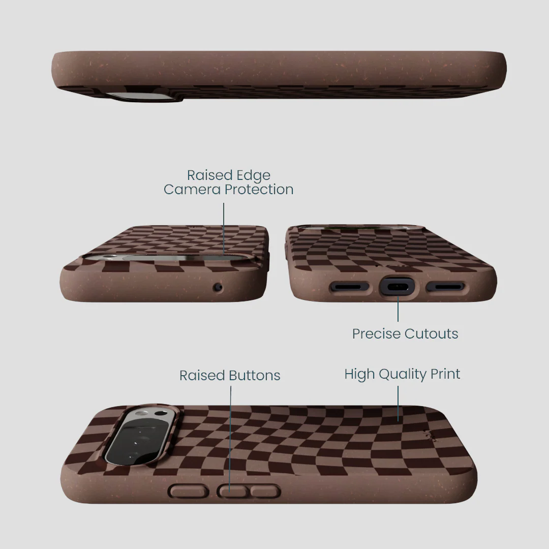 Chocolate Brown Cafe Check Google Pixel 10 Pro XL Case - Image 3