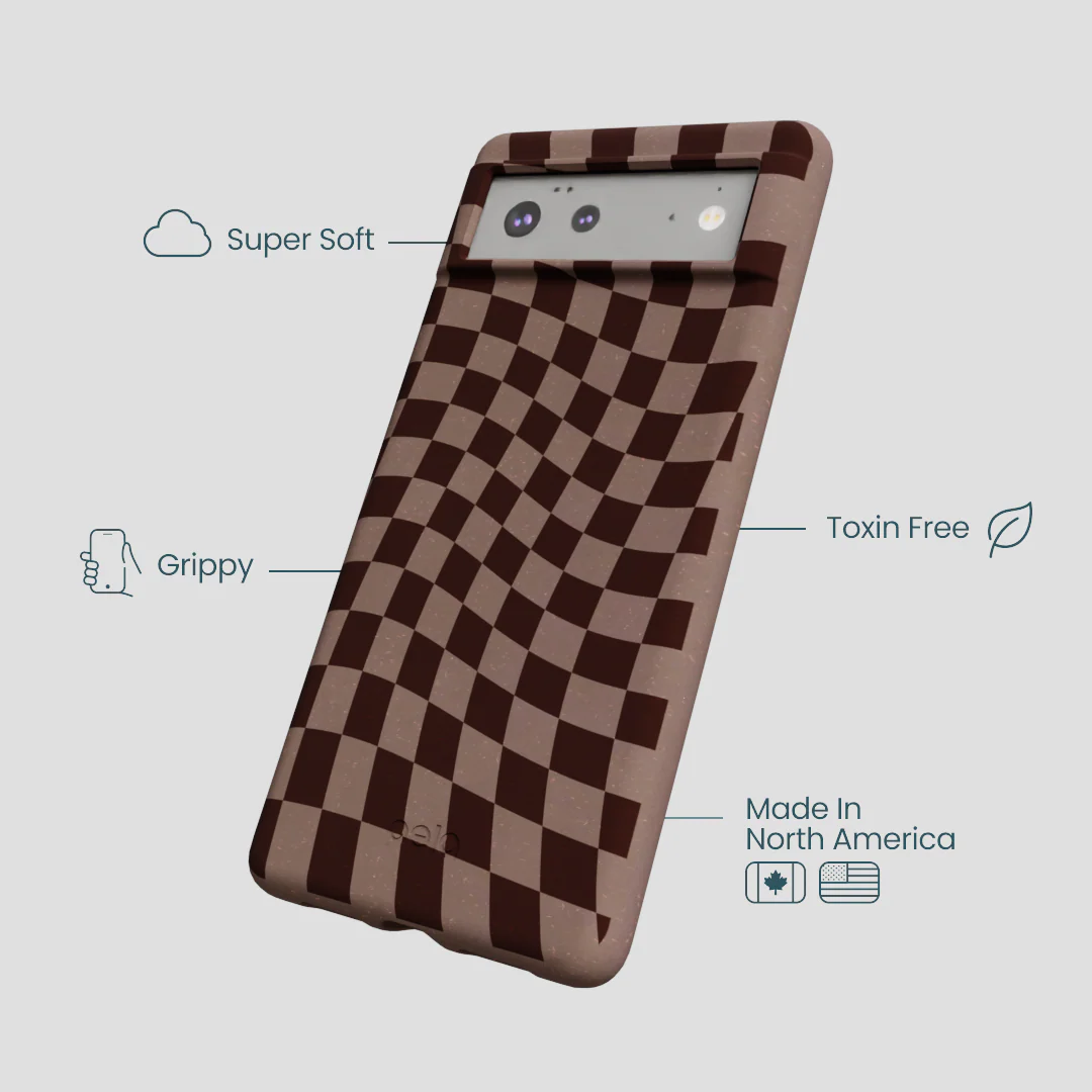 Chocolate Brown Cafe Check Google Pixel 6 Case - Image 4