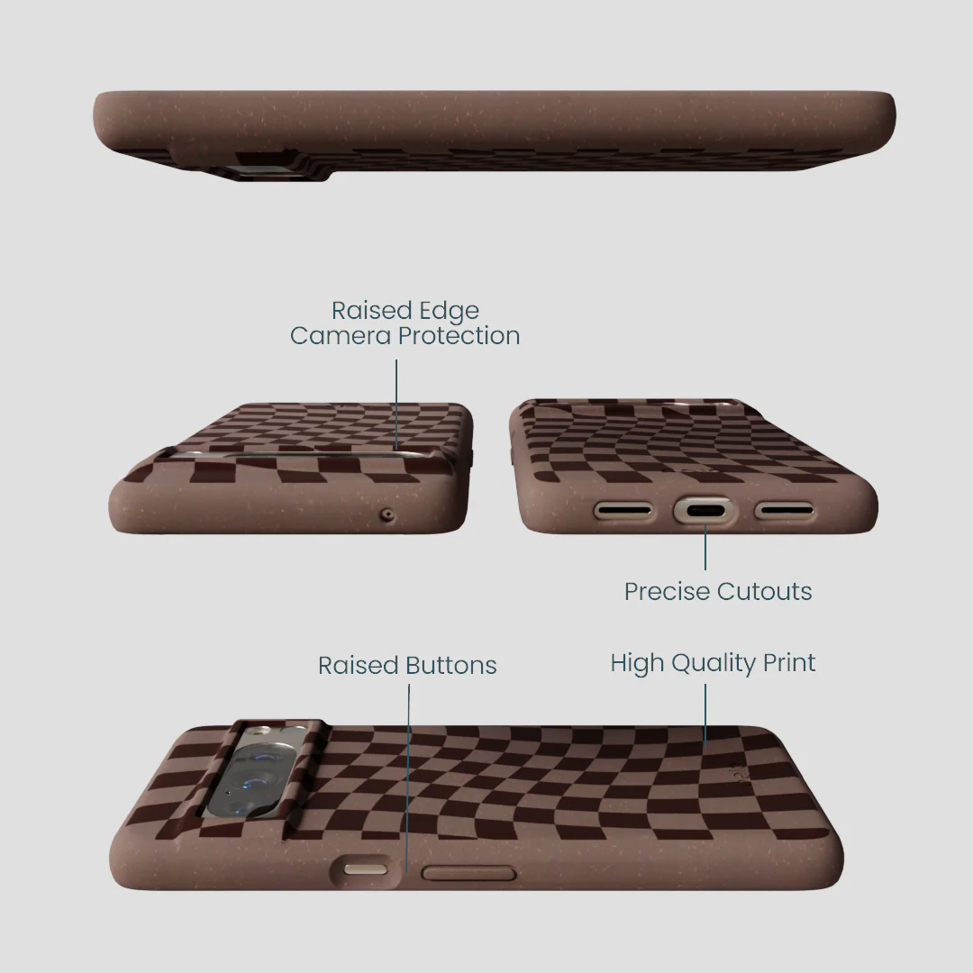 Chocolate Brown Cafe Check Google Pixel 8 Pro Case - Image 3