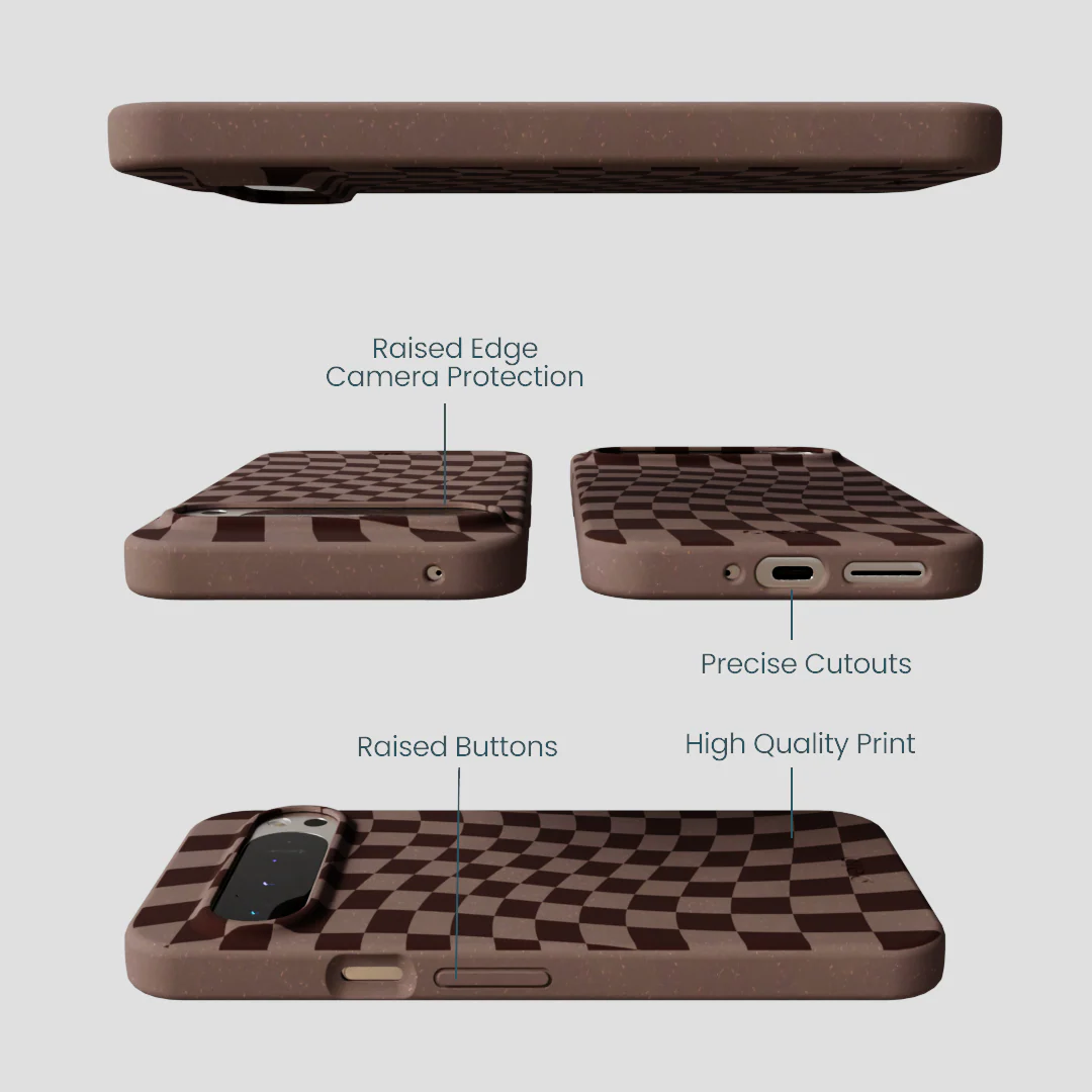 Chocolate Brown Cafe Check Google Pixel 9 Pro XL Case - Image 3