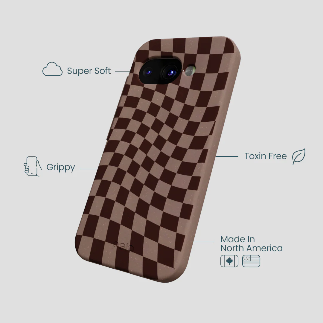 Chocolate Brown Cafe Check Google Pixel 9a Case - Image 4