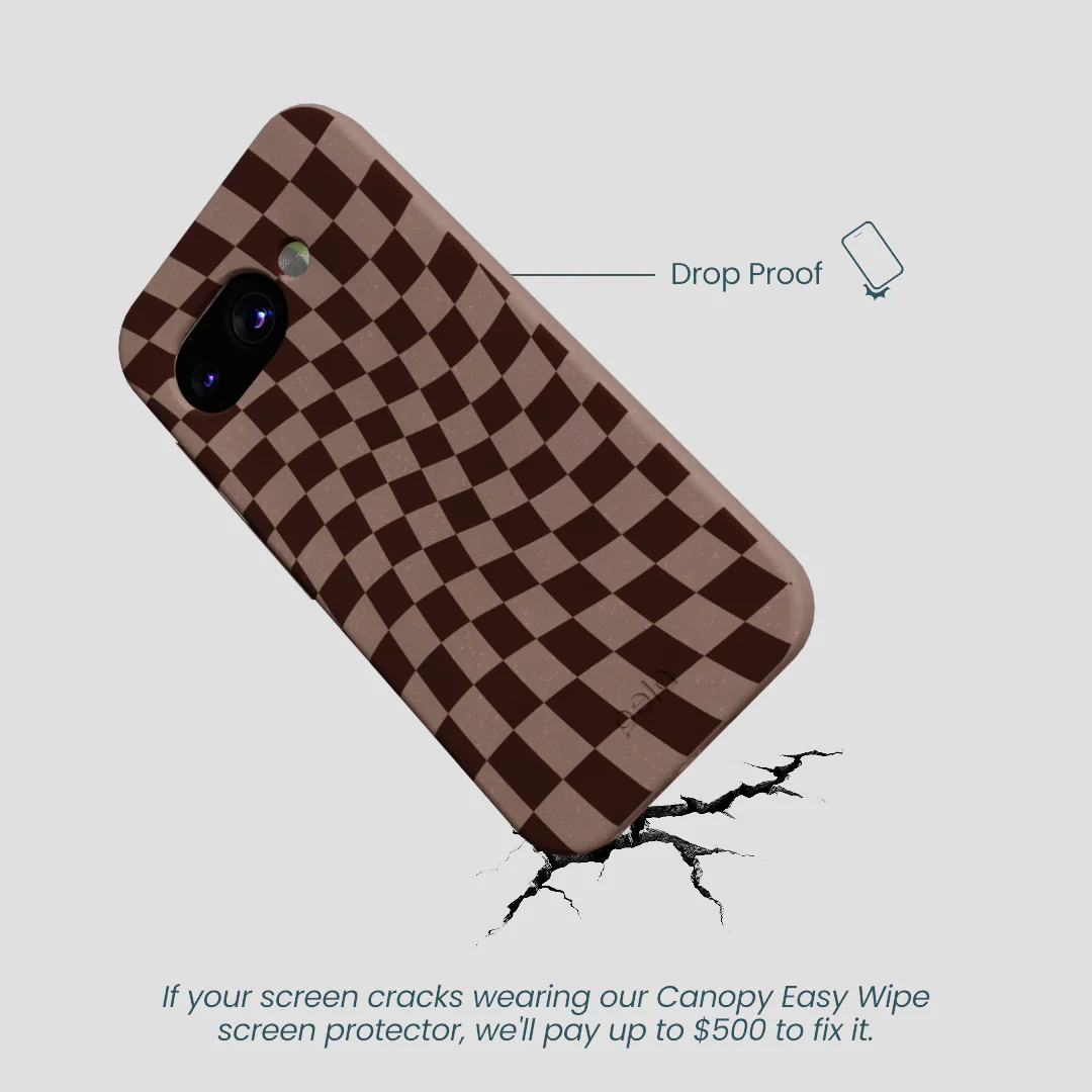 Chocolate Brown Cafe Check Google Pixel 9a Case - Image 5