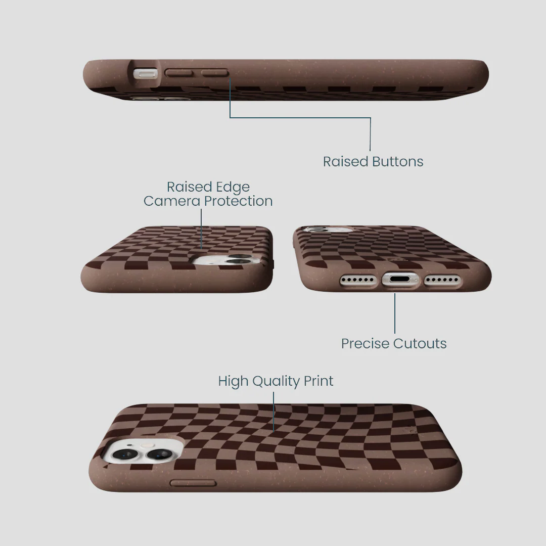 Chocolate Brown Cafe Check iPhone 11 Case - Image 3