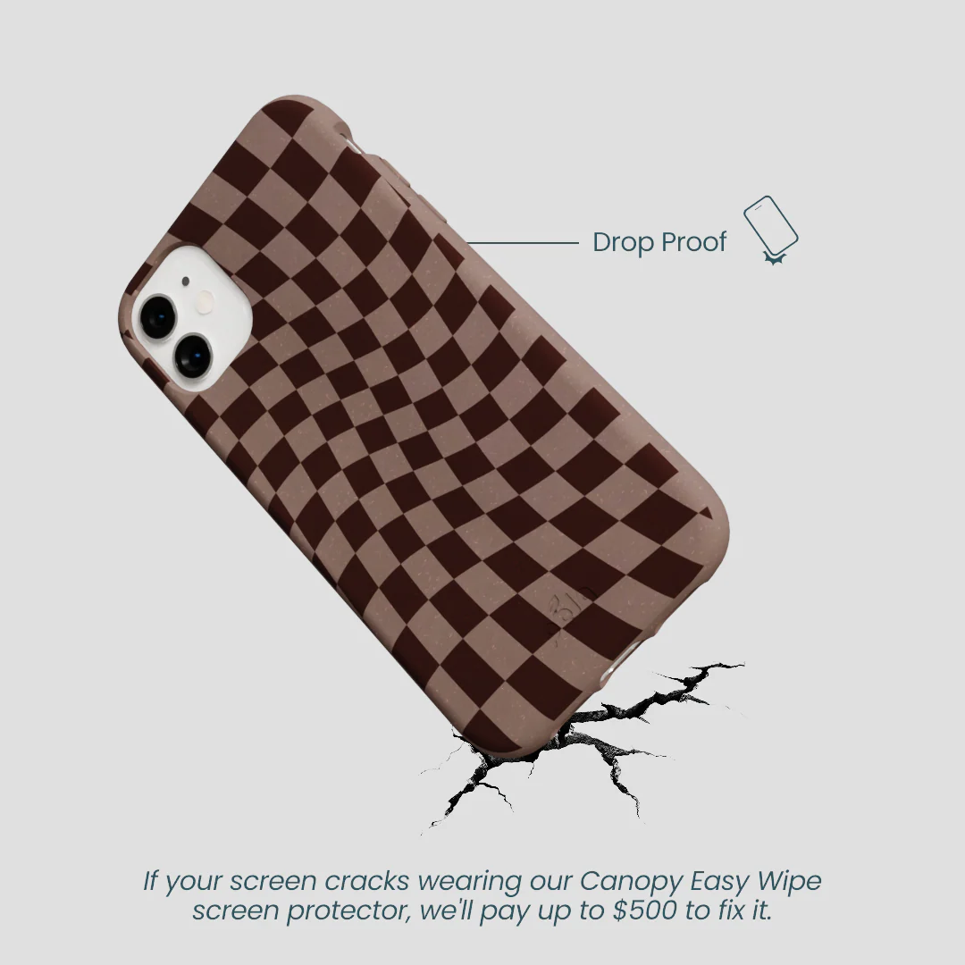Chocolate Brown Cafe Check iPhone 11 Case - Image 5