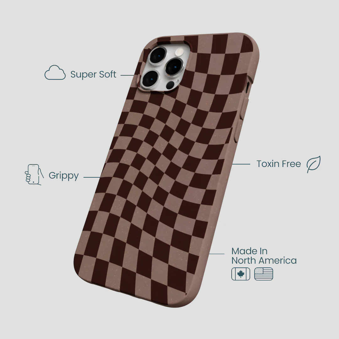 Chocolate Brown Cafe Check iPhone 12 Pro Max Case - Image 4