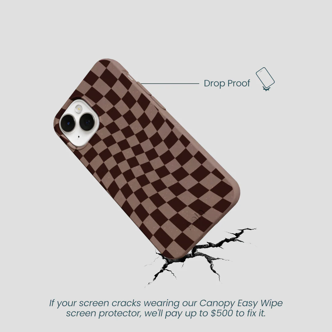 Chocolate Brown Cafe Check iPhone 13 Mini Case - Image 5
