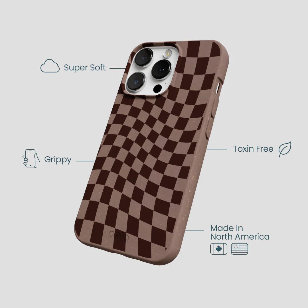 Chocolate Brown Cafe Check iPhone 13 Pro Case - Image 4