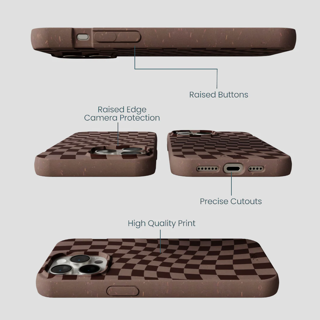 Chocolate Brown Cafe Check iPhone 15 Pro Max Case - Image 3