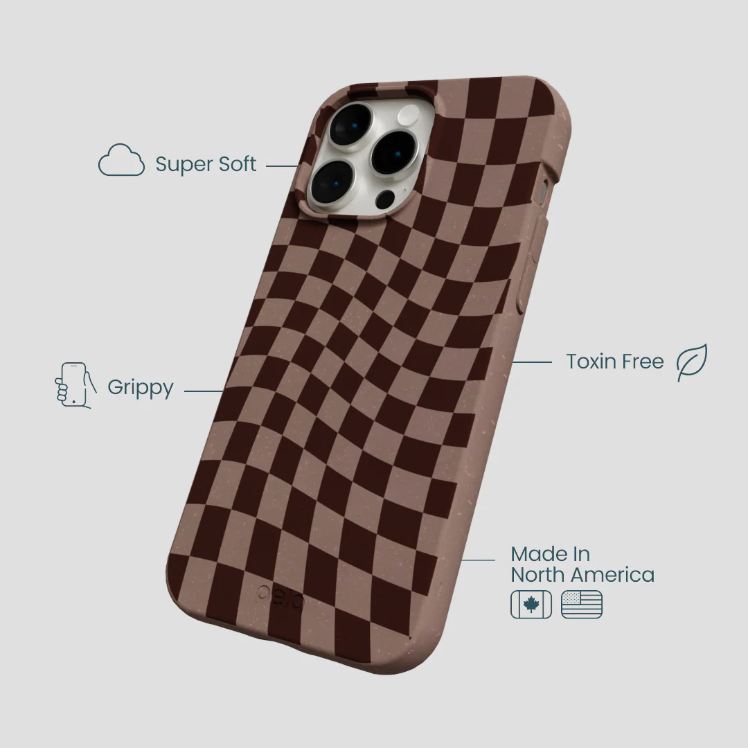 Chocolate Brown Cafe Check iPhone 15 Pro Max Case - Image 4