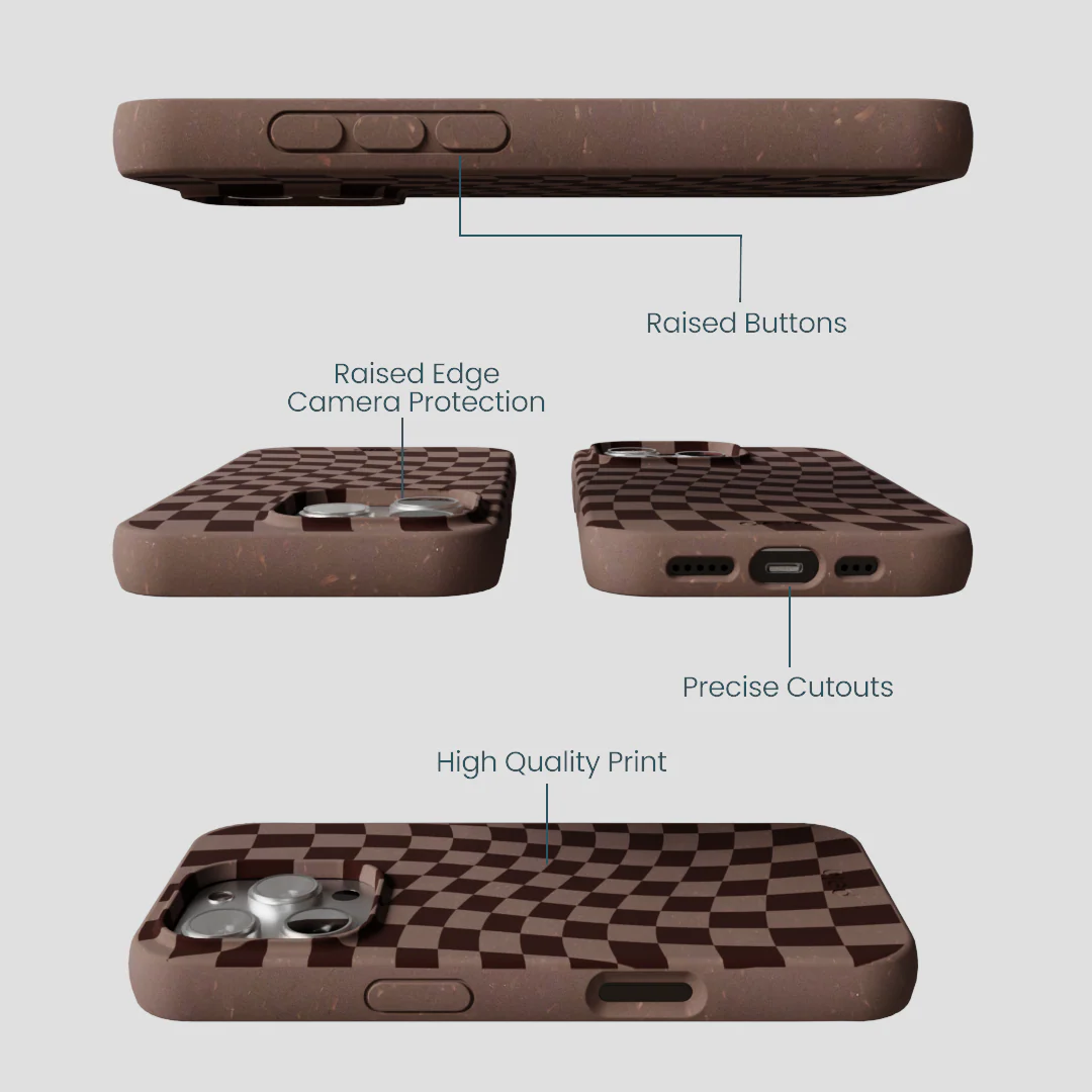 Chocolate Brown Cafe Check iPhone 16 Pro Case - Image 3