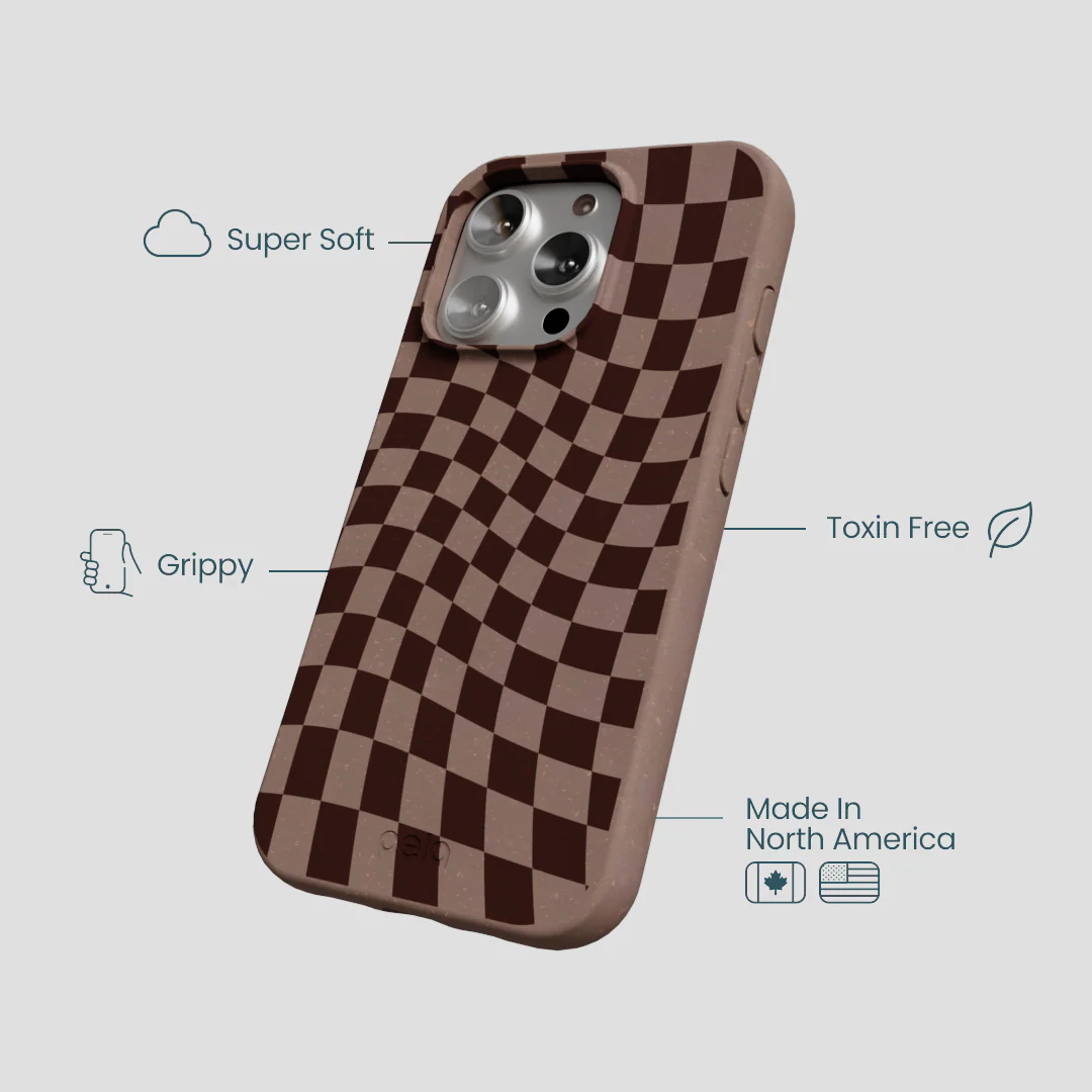 Chocolate Brown Cafe Check iPhone 16 Pro Case - Image 4